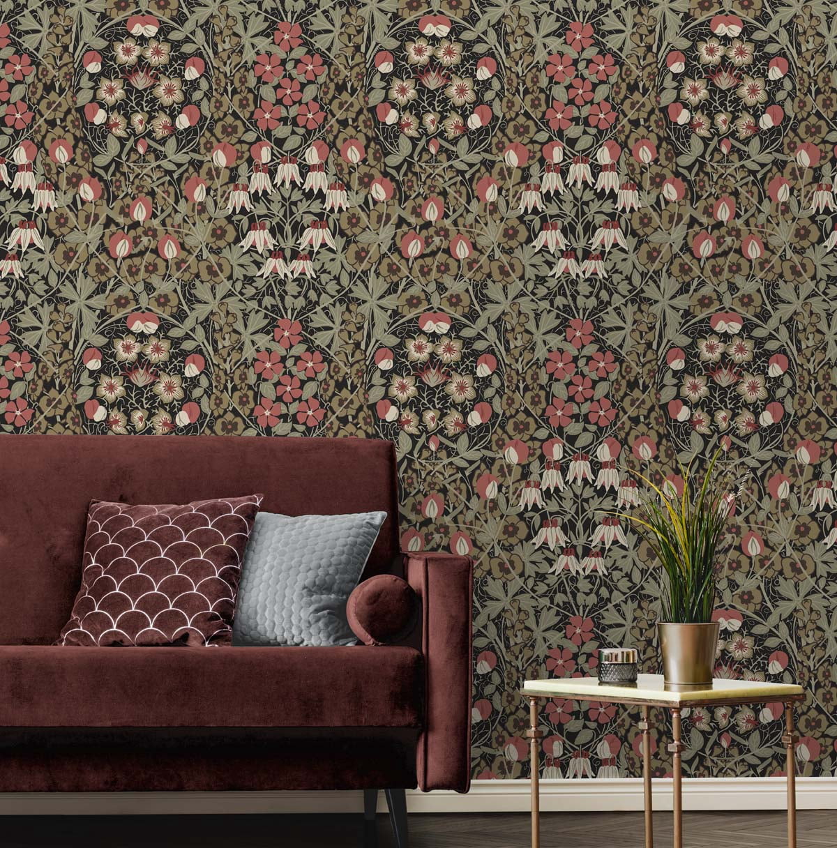 NextWall Tulip Garden Peel and Stick Wallpaper (Red, 20.5 in x 18 ft) l7qxy