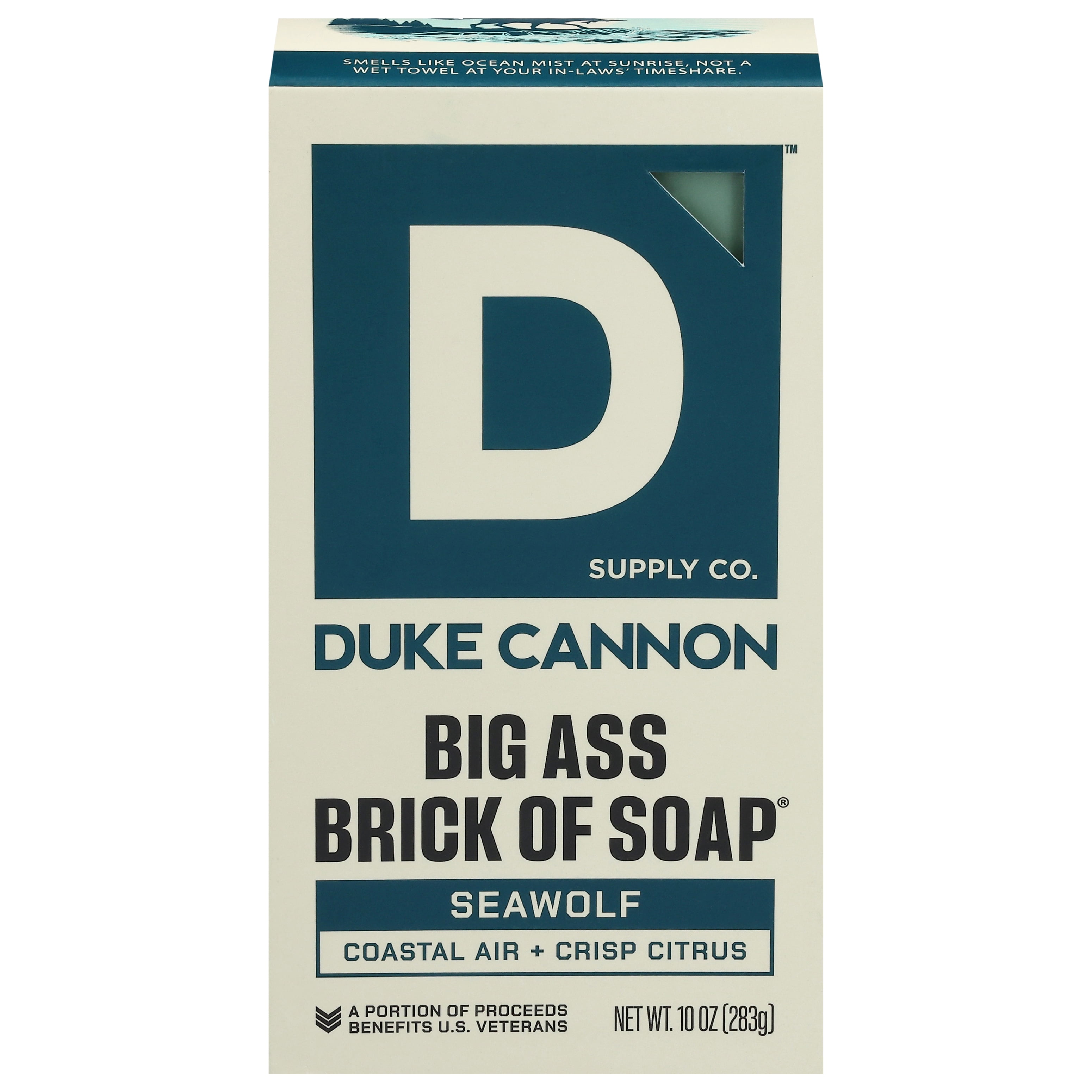 Duke Cannon Big Ass Brick of Soap for Men, Seawolf Scent, Long-Lasting Triple-Milled Bar (White, 10 oz) 2cz2l