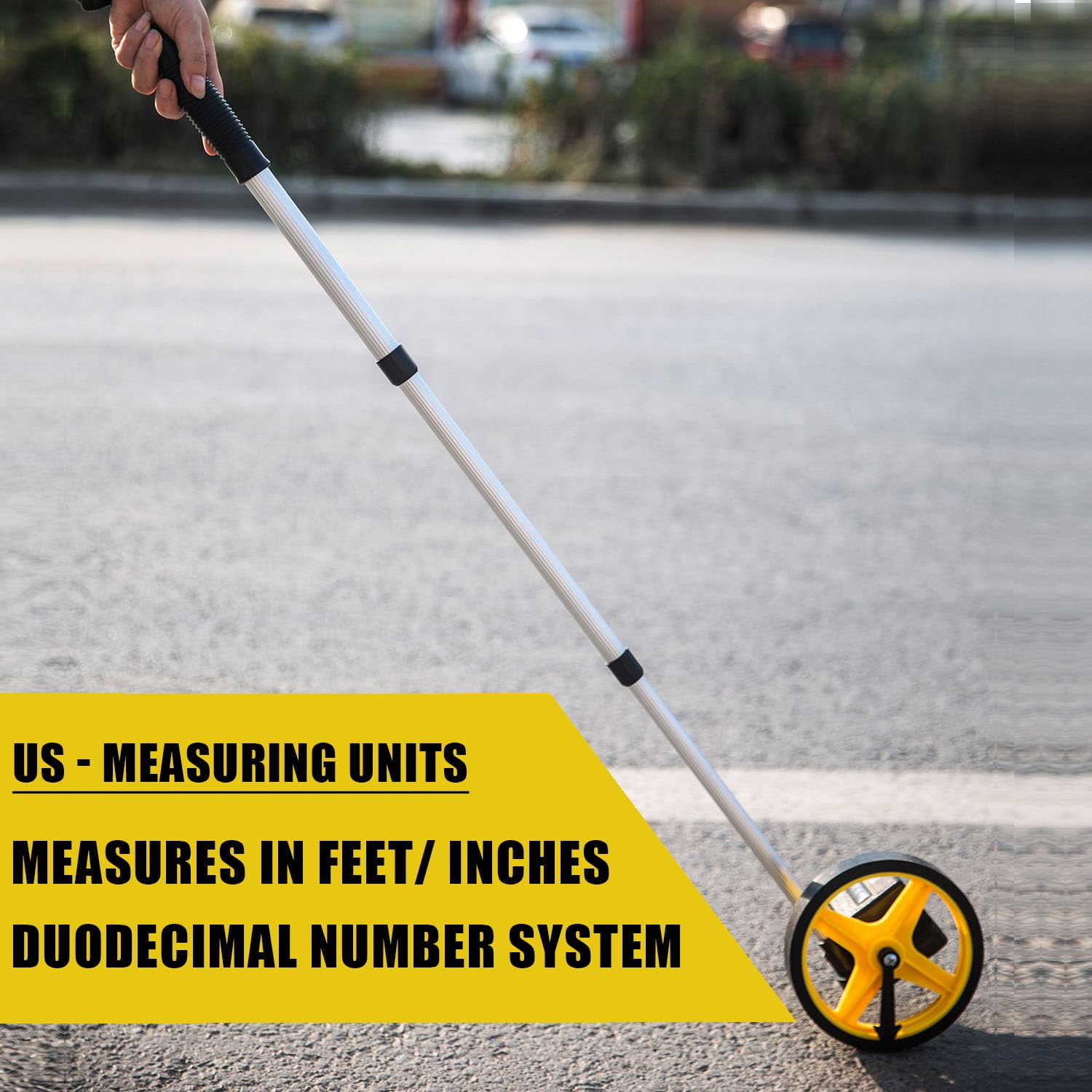 Zozen 6-inch Measuring Wheel with Telescopic Handle and Carrying Bag (Yellow, 10,000 ft) 11sis