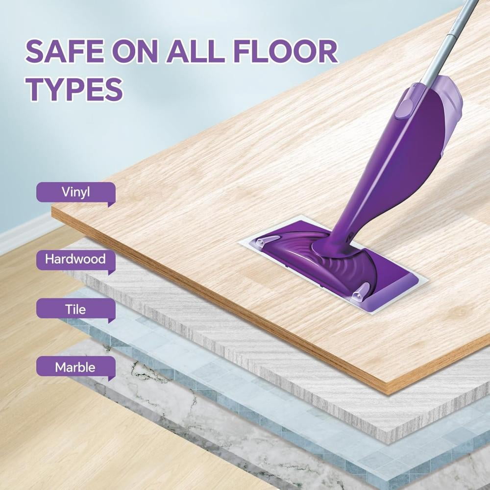 ZQZiQi Disposable Mopping Pad Refills for Spray Mops, Multi-Surface Absorbent Microfiber Cleaning Pads (White, 20-Count) cs47d