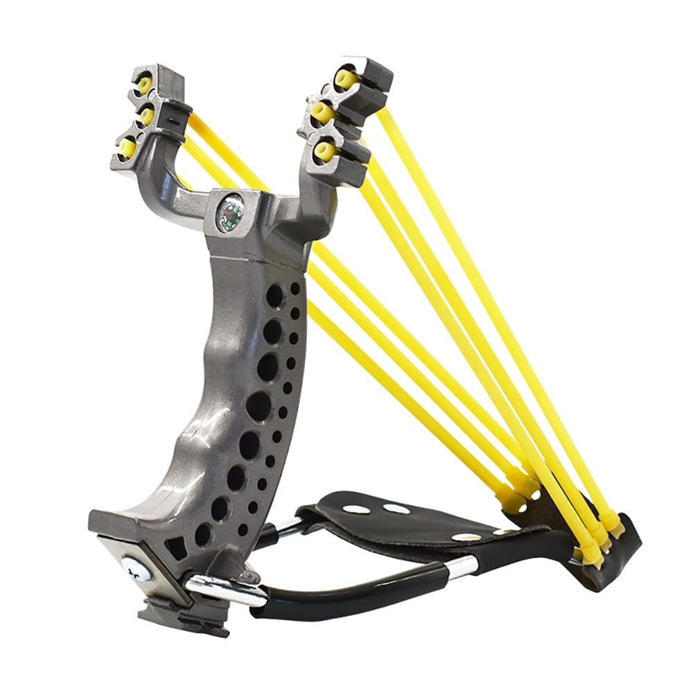Runzkzy Tactical Slingshot Catapult with Wrist Brace and Fishing Reel Mount (Black, 1 Pack) 402gi
