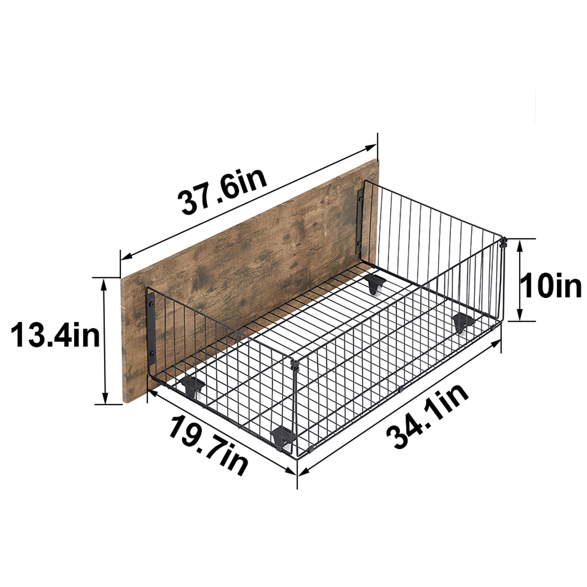 VECELO Underbed Storage Drawers (Rolling Metal Organizer, Set of 4, Brown, 37.6 in x 19.7 in x 13.4 in) gdz6p