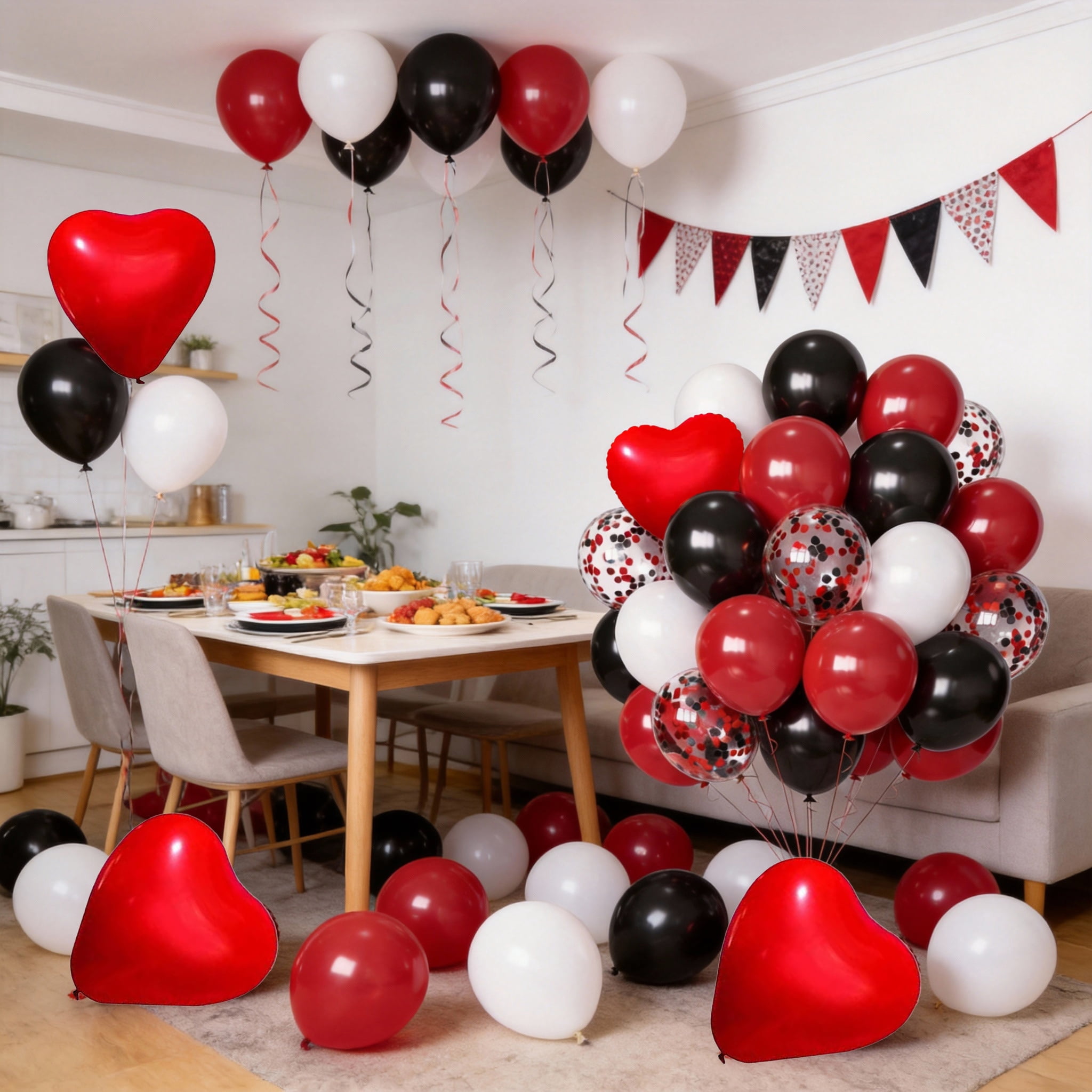 Qiameng Latex Party Balloons Set for Birthday Wedding Graduation Decorations (Red Black White, 50 Pack, 12 in) pv9s7