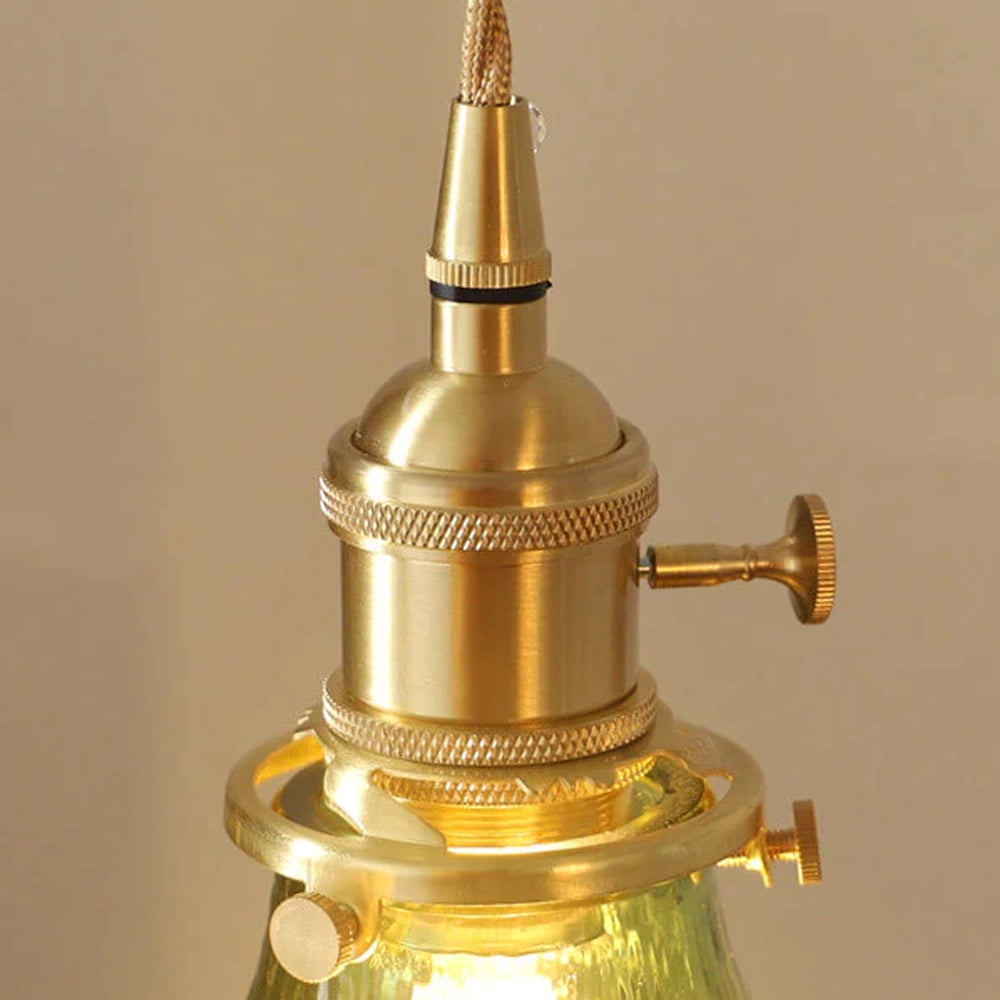 Arturesthome Vintage Glass Pendant Light, Wavy Cylinder Hanging Lamp for Kitchen Island (Green, 8 in) 4xqx1