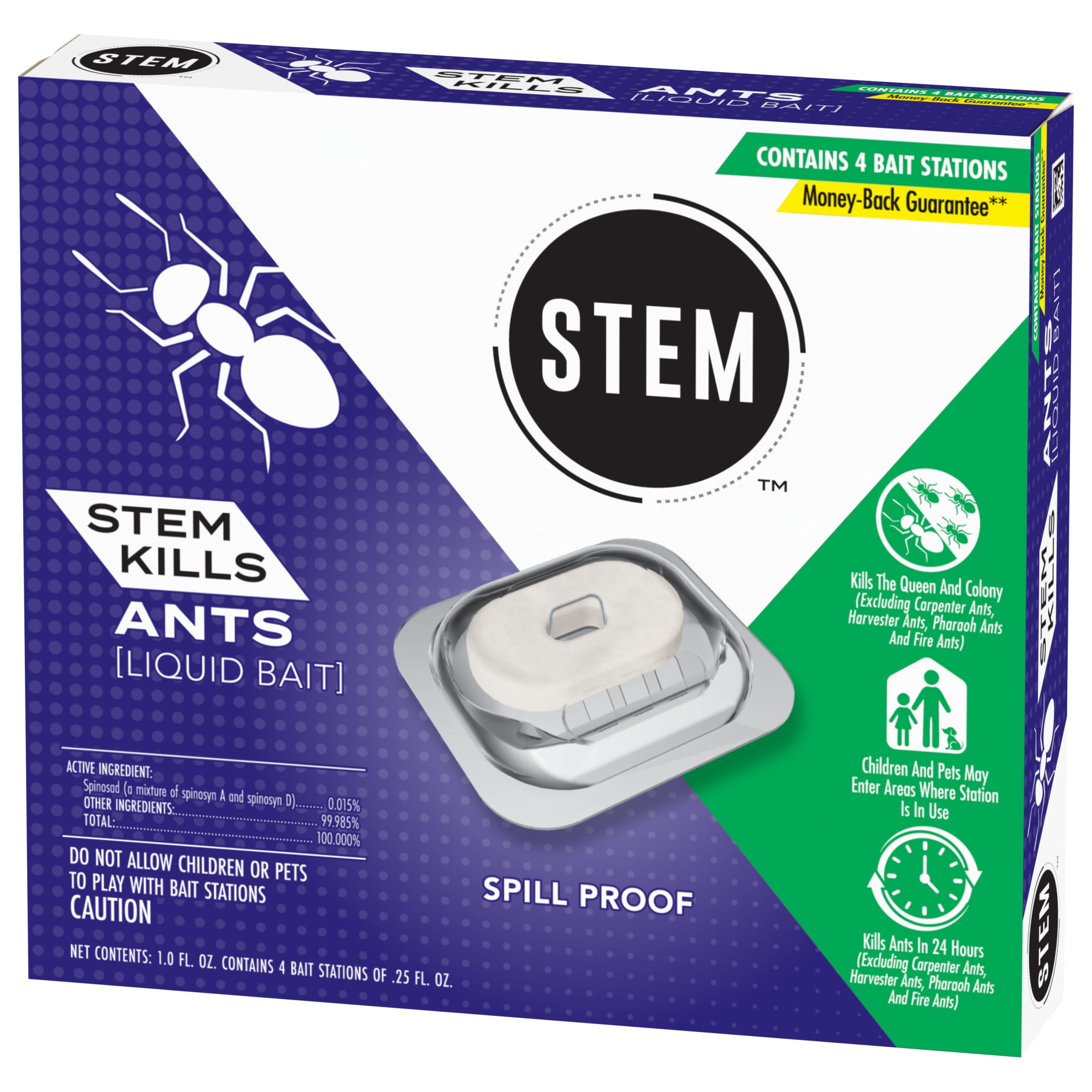 Stem Liquid Ant Killer Bait Stations (Spill-Proof, 4 Count) 61o4f