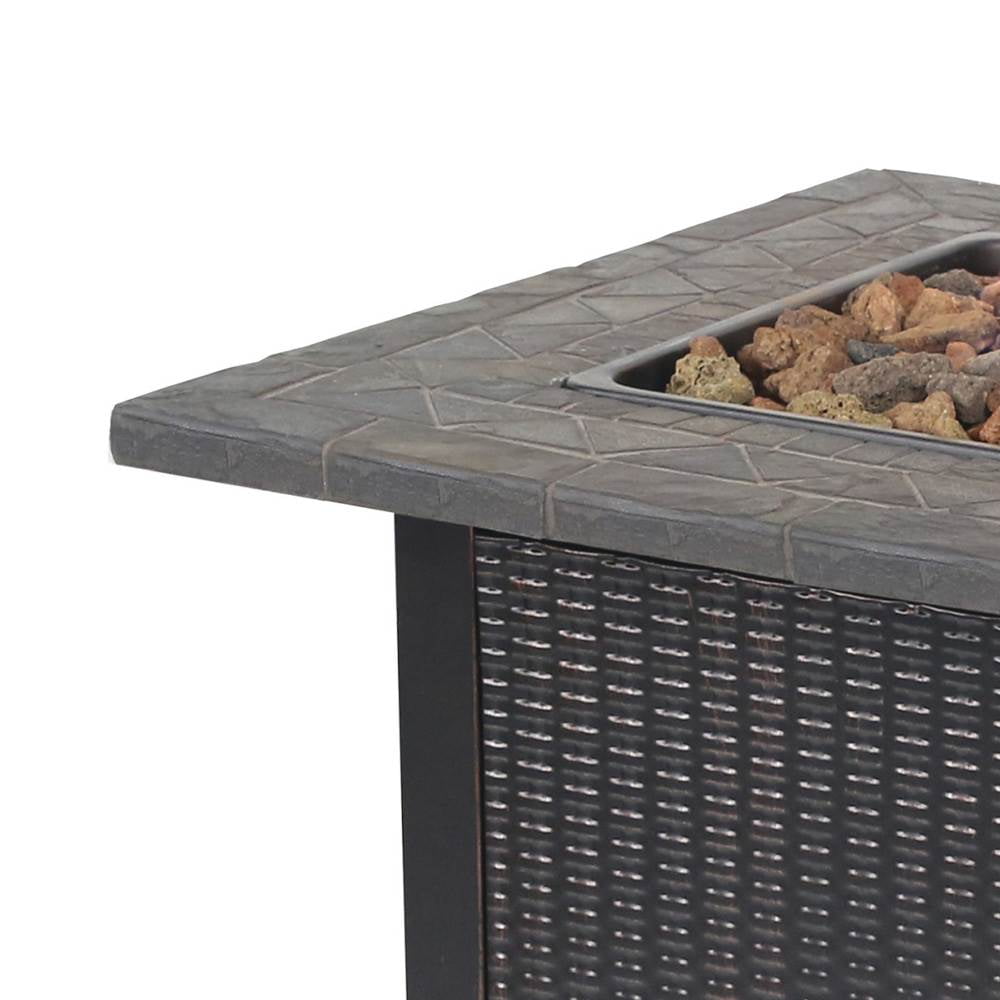 Endless Summer Outdoor LP Gas Fire Pit with Lava Rocks and Protective Cover (Black, 30 x 30 x 24 in) x3vdf