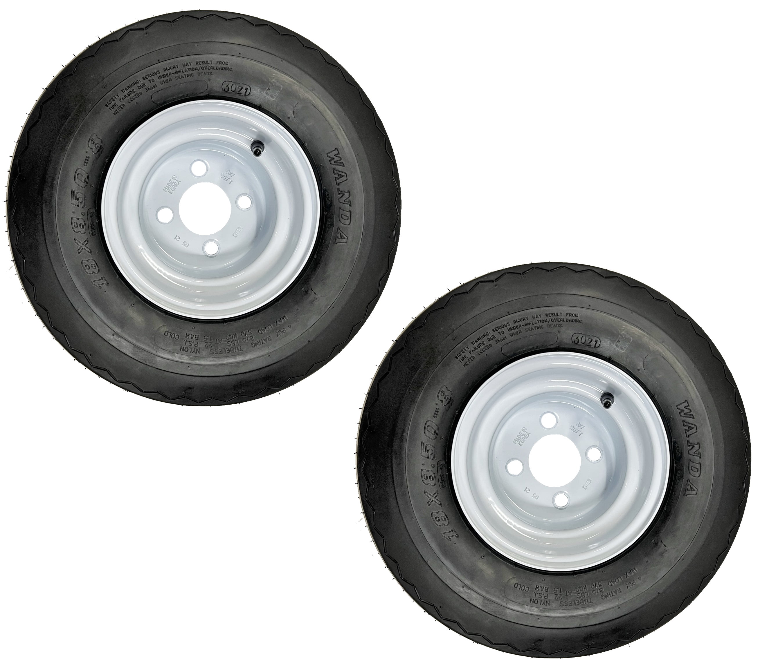 eCustomRim Golf Cart Tires and Rims Set (White, 18x8.50-8, 2-Pack) hisnx