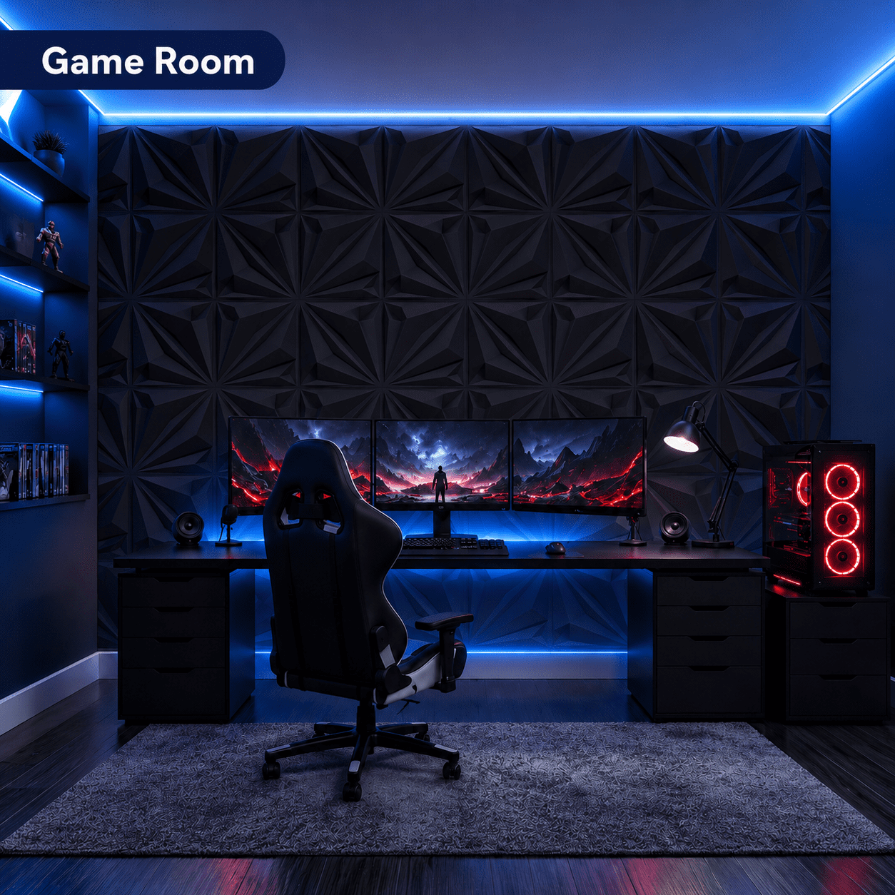 Yeslife 3D Diamond Pattern PVC Wall Panels for Interior Home Decor (Black, 33-Pack, 11.8 in x 11.8 in) lqj1k