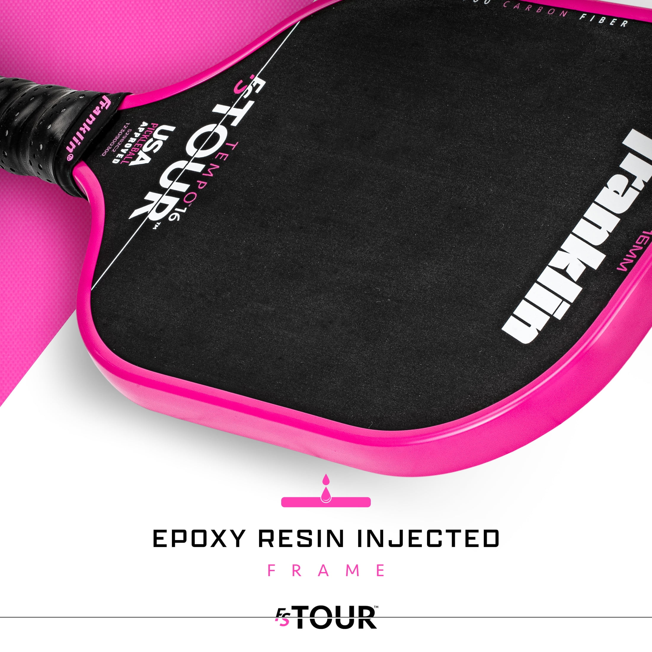 Franklin Sports FS Tour Series Pickleball Paddle - Carbon Fiber Surface - Pro Player Performance (Pink, 8.8 oz) y20ni