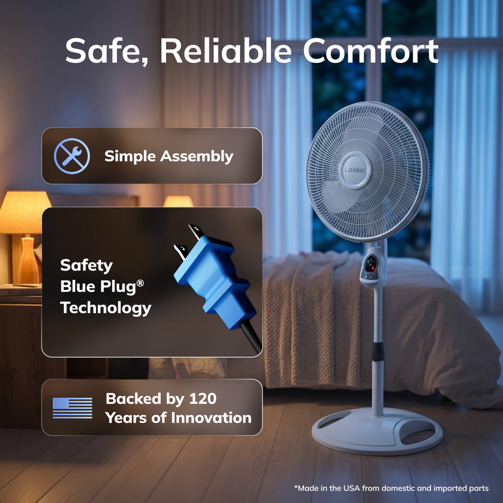 Lasko 16-inch Quiet Oscillating Pedestal Fan with Remote Control and Adjustable Height (White, 16 in) 7czh8