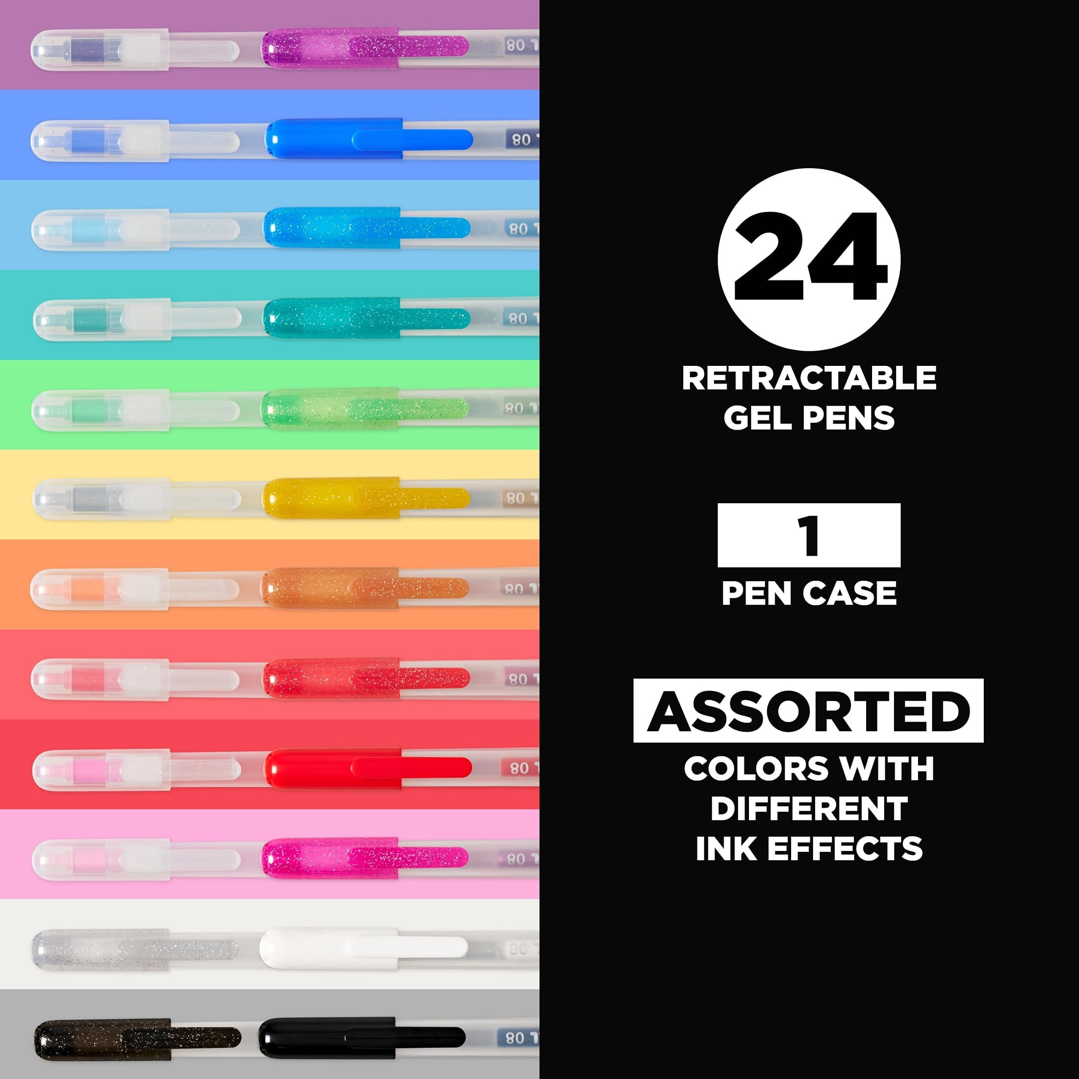 Sakura Gelly Roll Retractable Gel Pens, Medium Point, Assorted Ink Colors for Journaling and Art (24 Count) jbj30