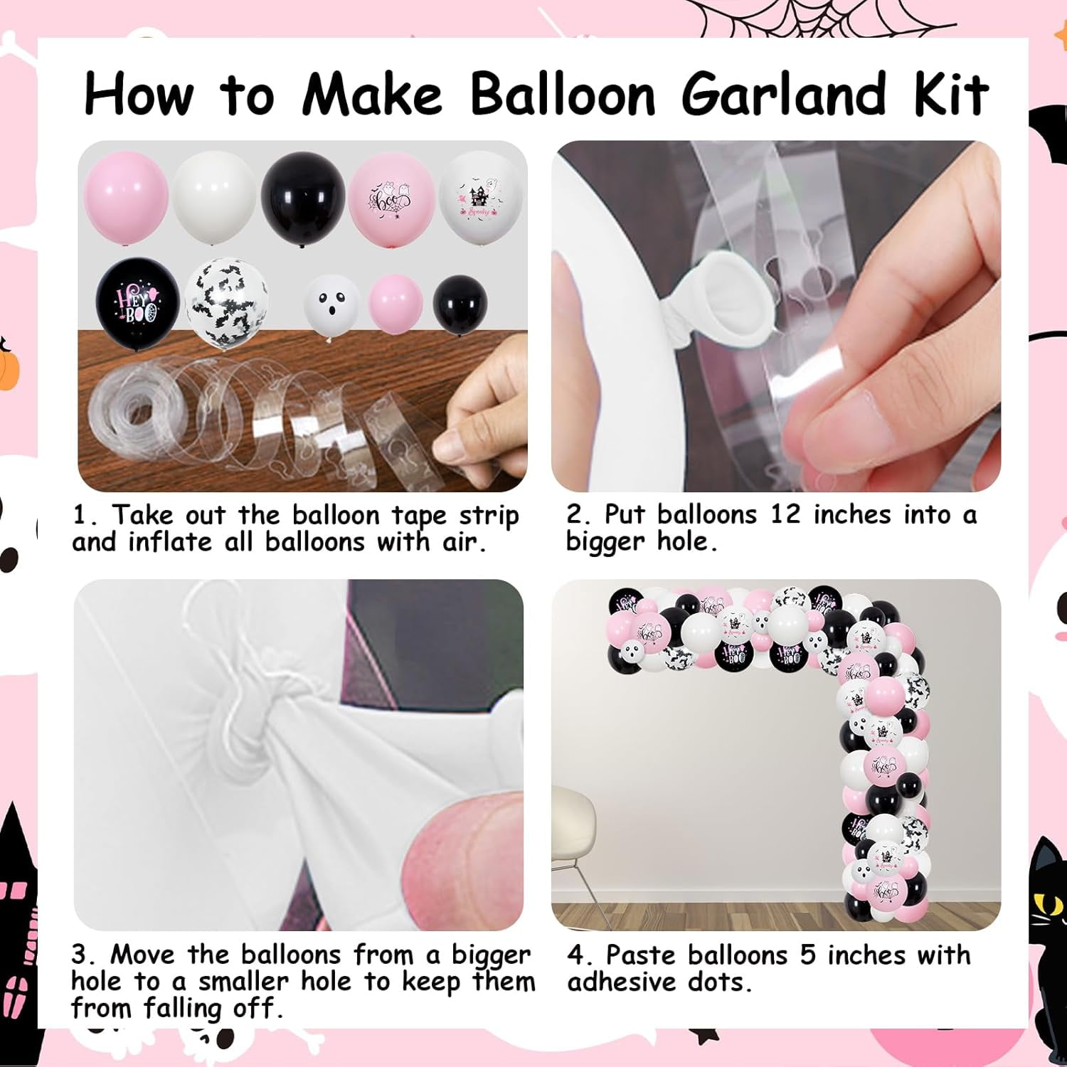 Cheereveal Halloween 3rd Birthday Party Decorations Trick Or Three Balloon Garland Arch Kit (Pink, 185 Piece Set) 0g87g