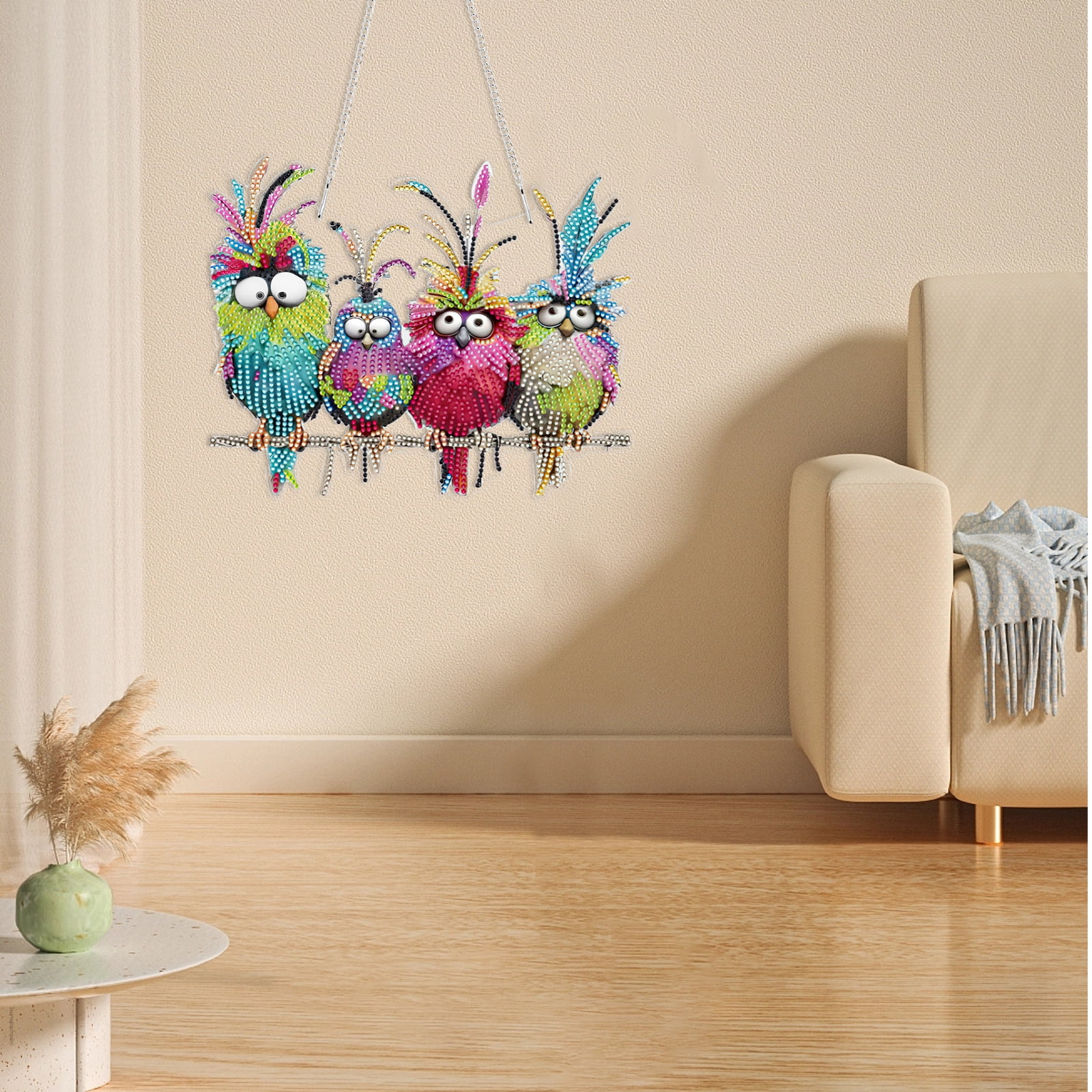 Wekvgz 5D Diamond Painting Ornament Kit, Double Sided Bird Craft Set for Home Decor (Multicolor, 1 Pack) qi3bw