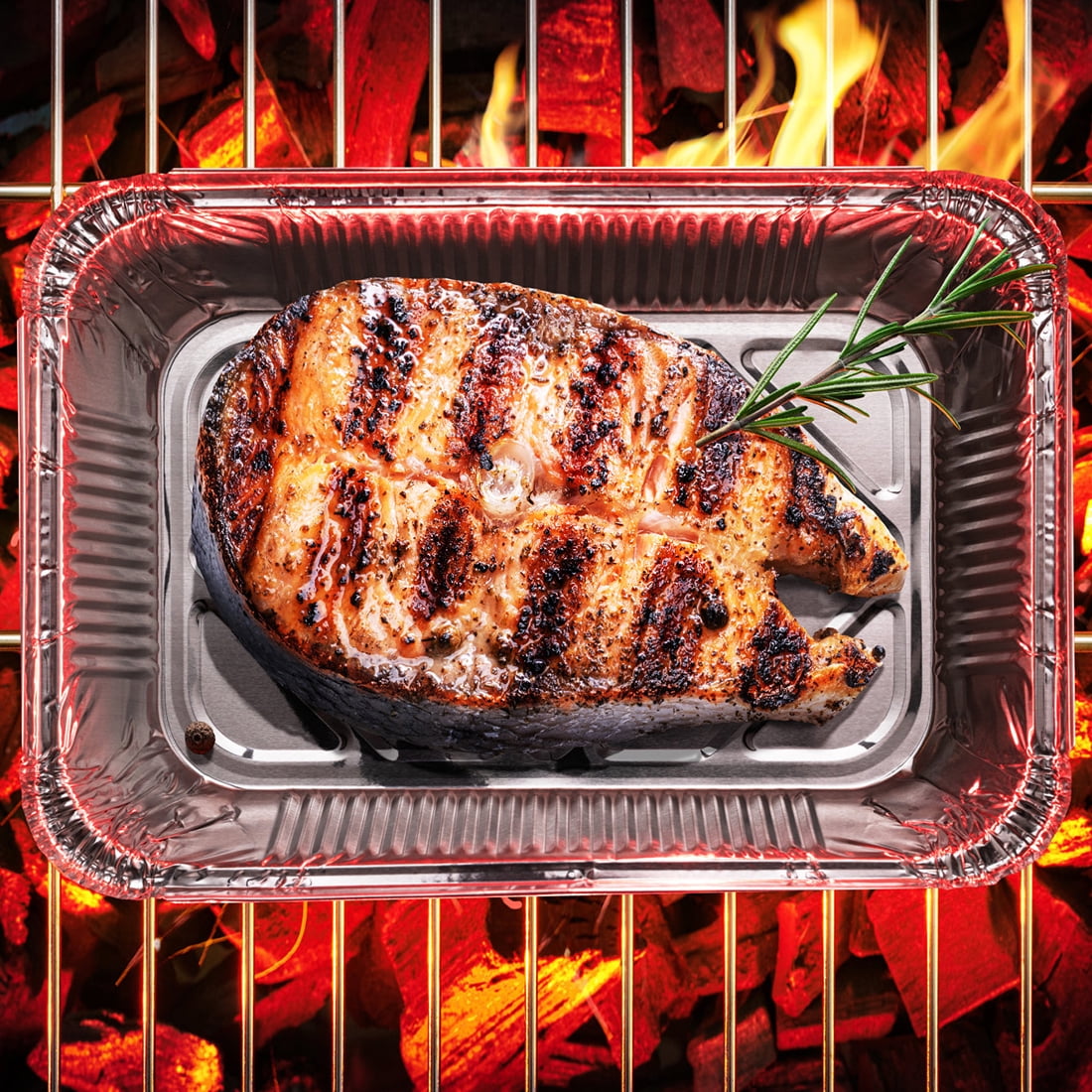 Treamon Disposable Aluminum Foil Pans with Lids, Heavy-Duty Rectangular Food Containers (Silver, 10 Count, 9 in x 13 in) yywl2