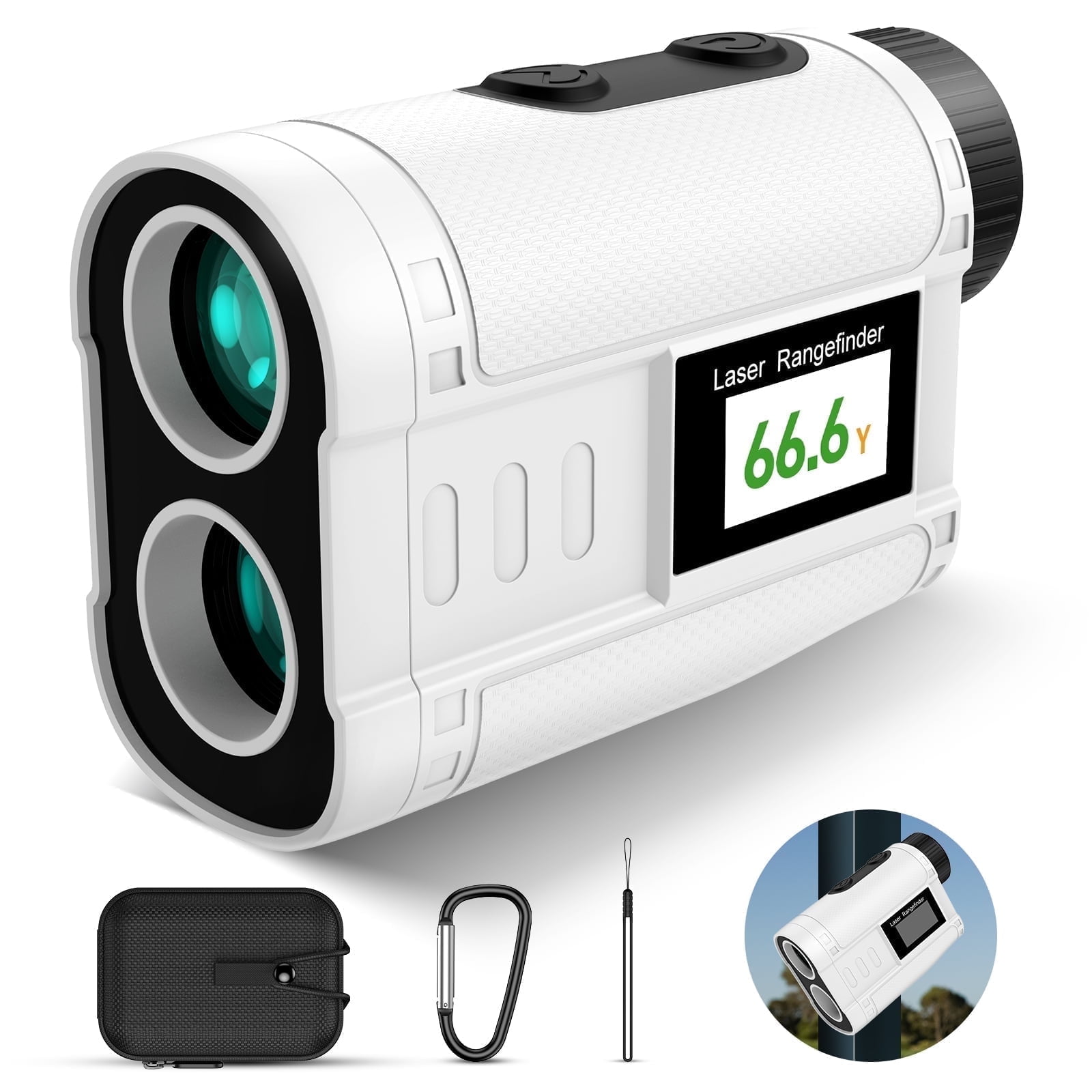 LAKWAR Golf Rangefinder with Slope Compensation, 900 Yards Laser Distance Finder, 6X Magnification, Flag Pole Locking Vibration, Rechargeable (White, 1 Unit) p9lvo