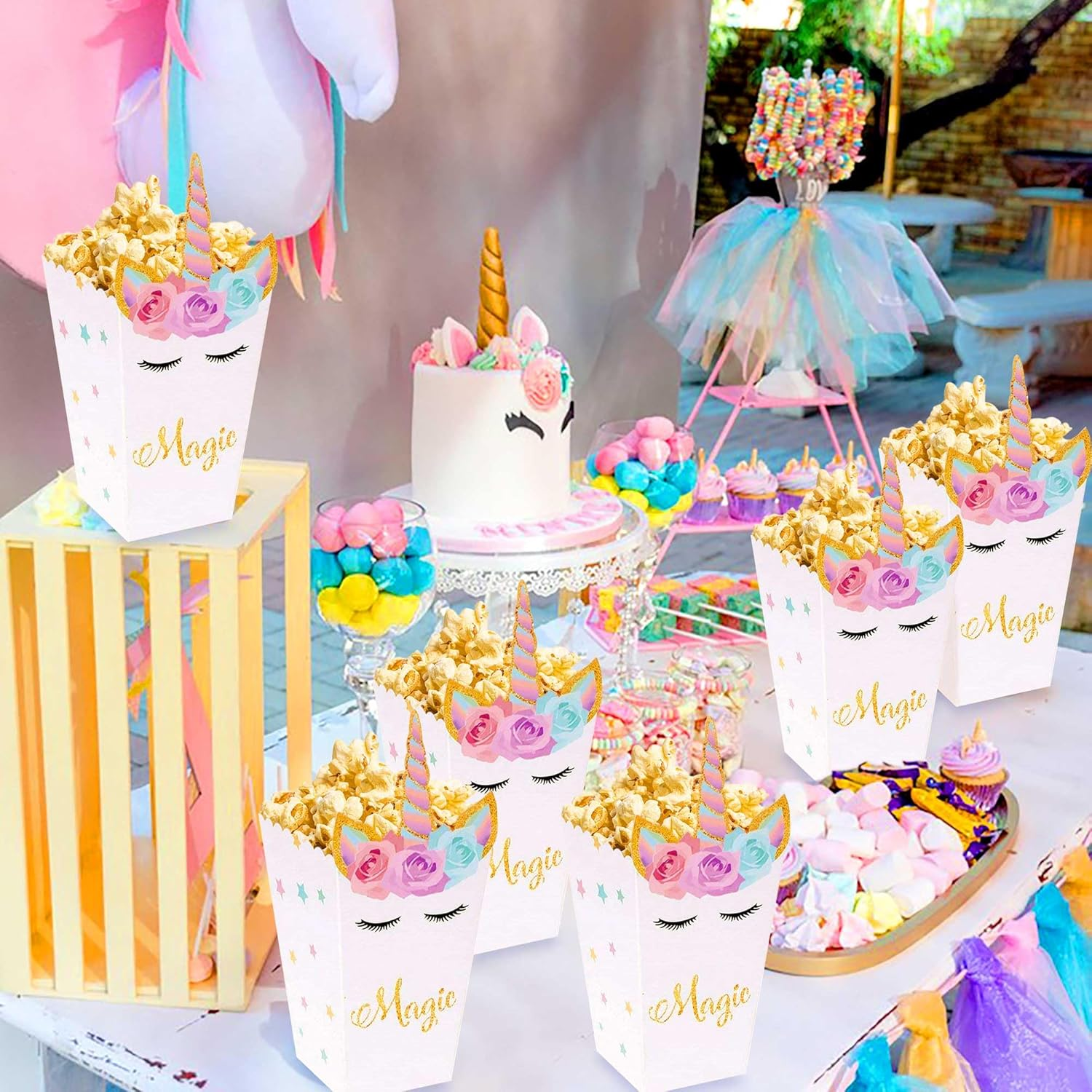 LaVenty Magical Unicorn Party Favor Boxes (12 Pack, 6.3 in x 3.5 in x 3.5 in) kmvkp