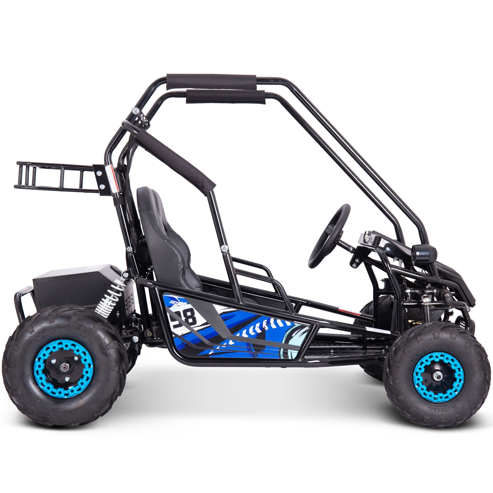 MotoTec Mud XL 60v 2000w Electric Go Kart with Full Suspension (Blue, 60v 20ah) x8chg