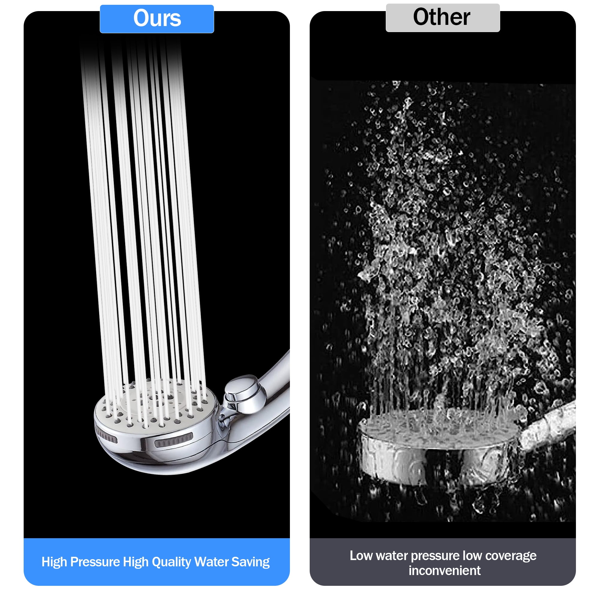 SUPTREE High Pressure Handheld Shower Head with 59 in Stainless Steel Hose (Silver) zkypa