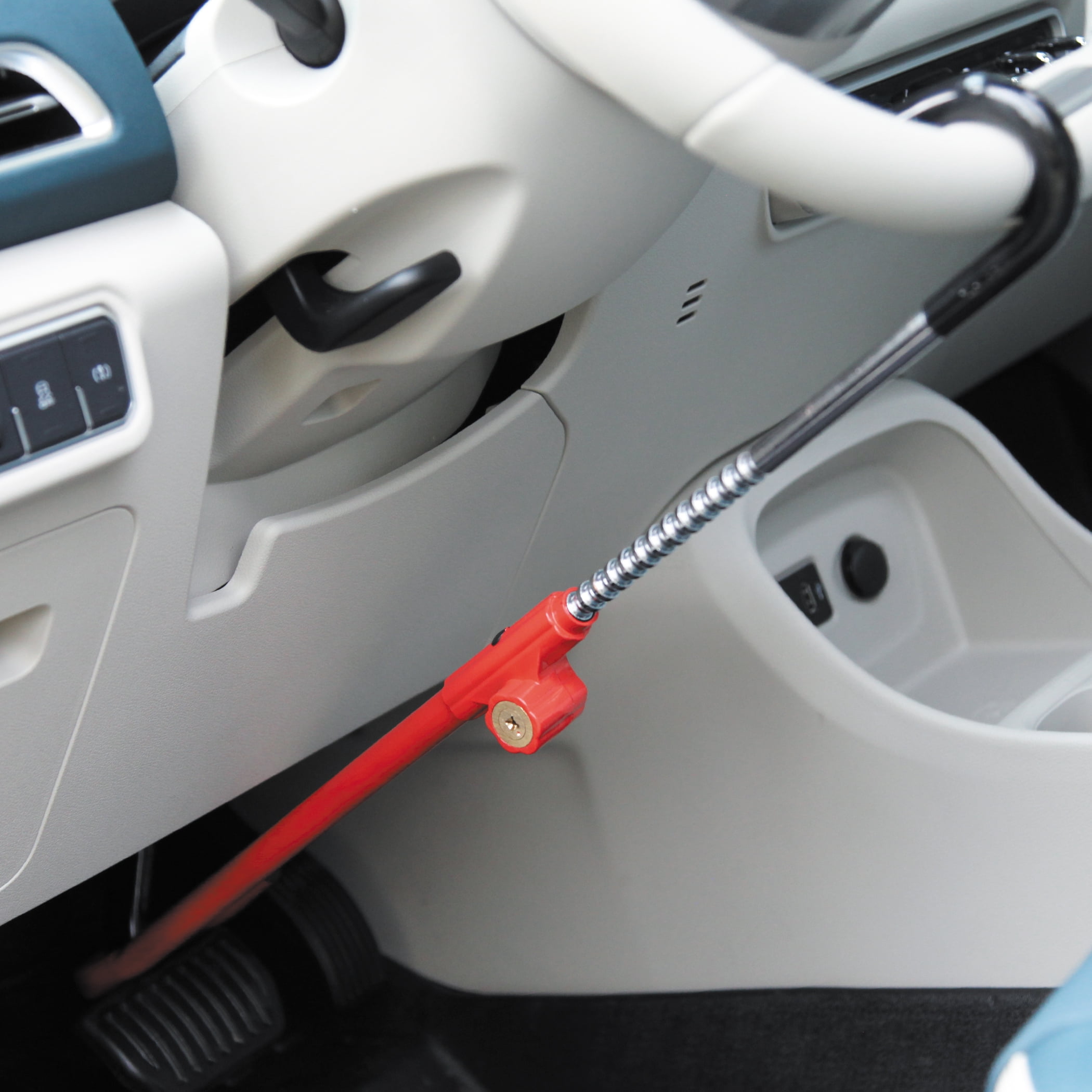 FATFOX Steering Wheel Brake Lock, Heavy-Duty Vehicle Anti-Theft Security Pedal Immobilizer (Adjustable 21 in - 30 in) mxnp7