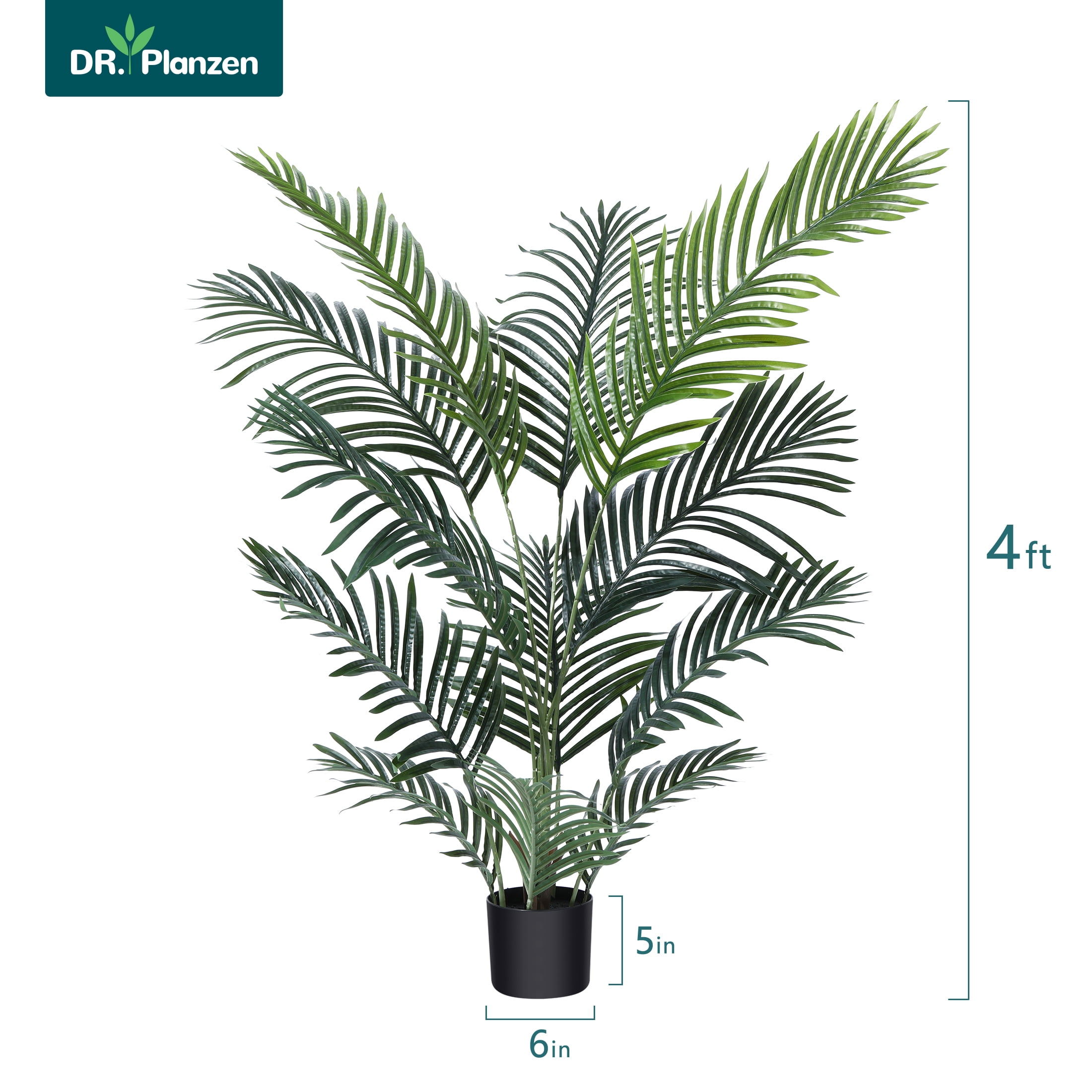 DR.Planzen Artificial Majestic Palm Plant Lifelike Faux Ravenea Rivularis for Home and Office Decor (Green, 4 ft) qld5r