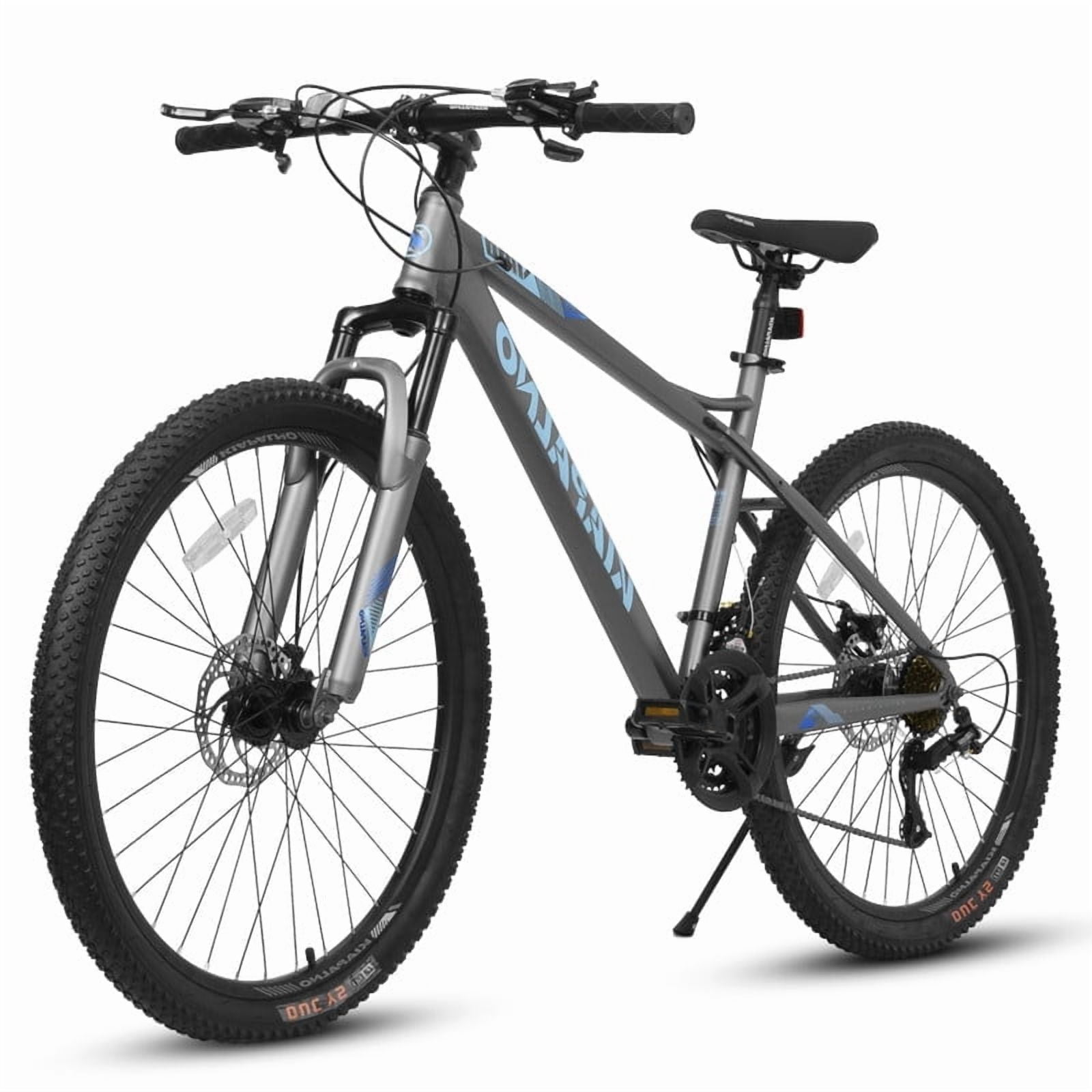 HZWDD 26-Inch Mountain Bike, 21-Speed Adult Off-Road Bicycle with Dual Mechanical Disc Brakes (Gray, 26 in) 6lqgi