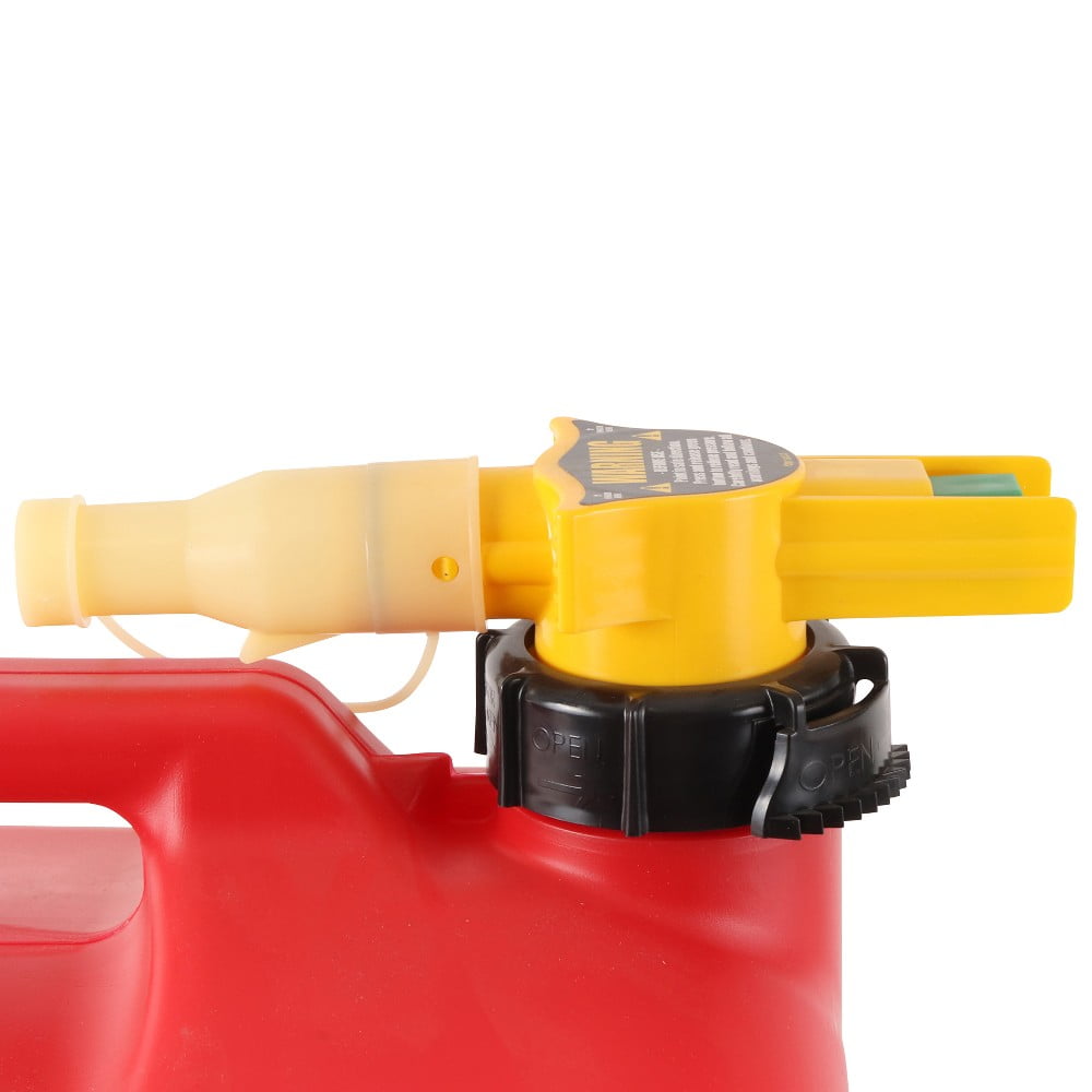 No-Spill 5 Gallon Fuel Container with Push Button Control and Auto Flow Stop (Red, 5 gal) vix4c - Image 3
