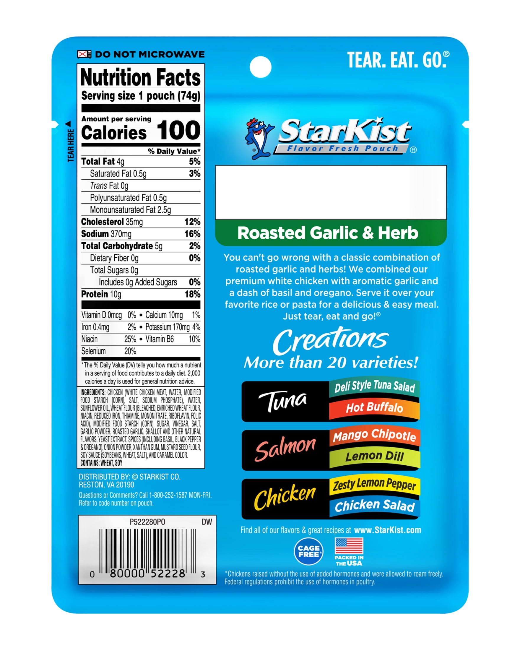 StarKist Chicken Creations Premium White Chicken, Garlic and Herb (2.6 oz) t5sdr