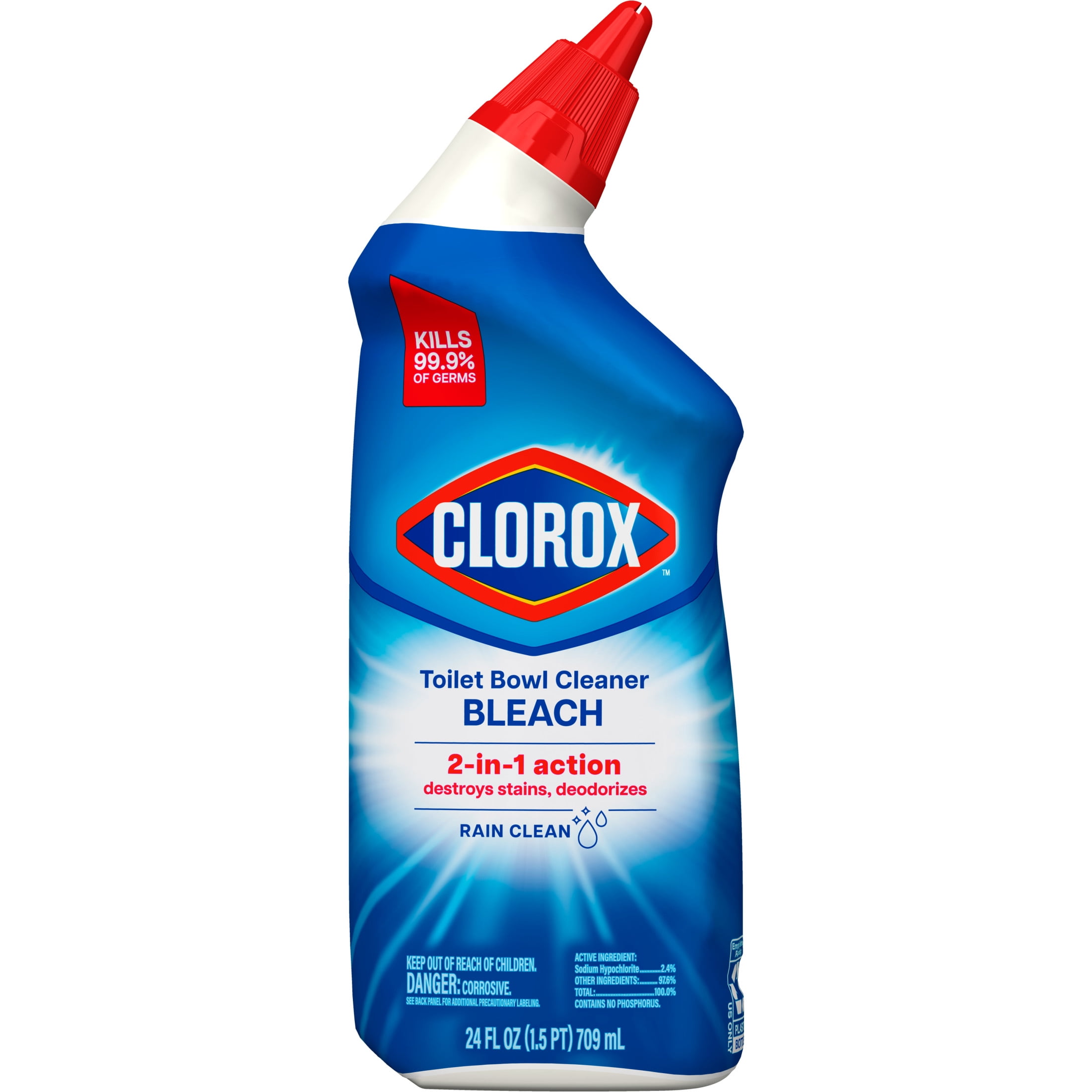 Clorox Toilet Bowl Cleaner with Bleach, Rain Clean Scent (24 fl oz) atrrd