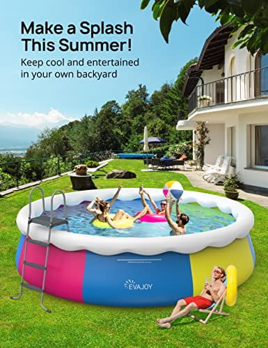 Evajoy Inflatable Above Ground Swimming Pool with Filter Pump (Blue, 18 ft x 48 in) s6wdh