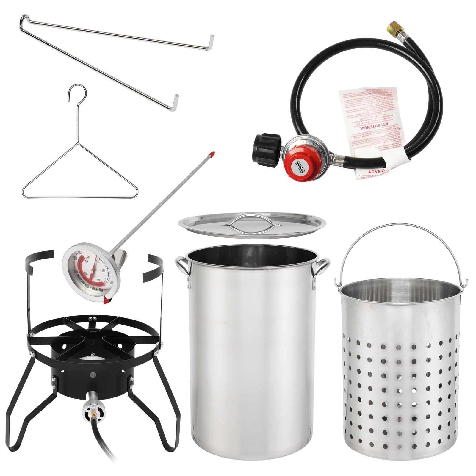 Ktaxon Propane Outdoor Fryer Stainless Steel Turkey Frying and Boiling Pot (Silver, 50 qt) crjb4