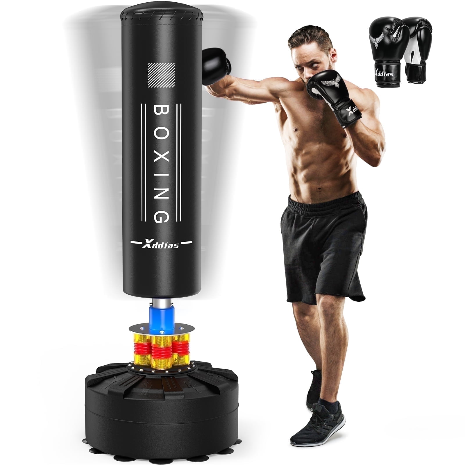 GIKPAL Freestanding Punching Bag with Boxing Gloves, Heavy-Duty Kickboxing Stand for Adults and Teens (Black, 70 in) p9suf