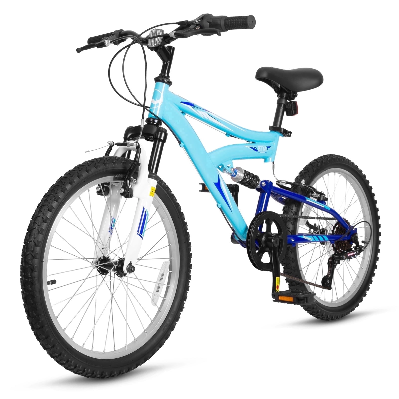Hykolity Kids Mountain Bike 20 in Full Suspension MTB for Boys and Girls (Aqua Blue, 20 in) uppx4