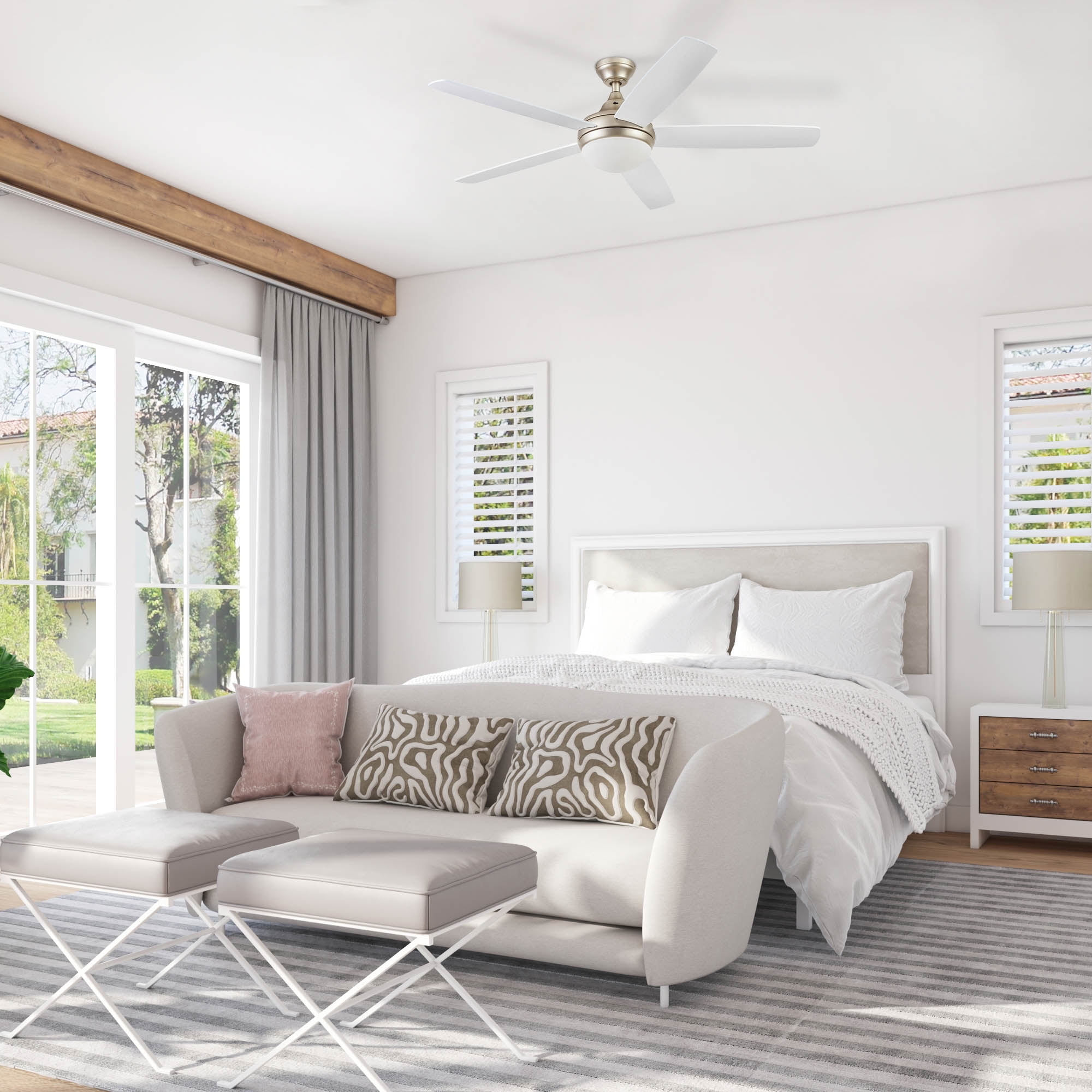Prominence Home Ashby 52 in Ceiling Fan with LED Light and Remote Control (Soft Gold, 5 Blades) 6yta0