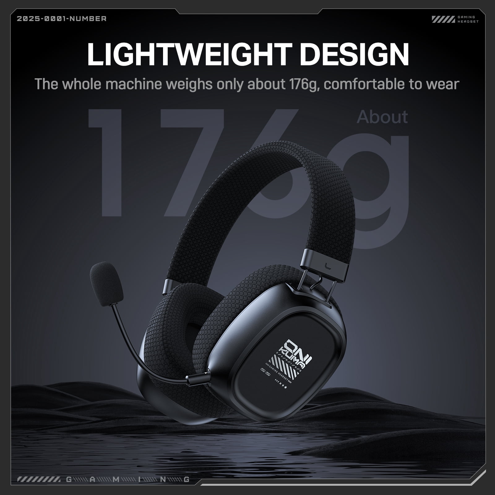 UVQYC Wireless Gaming Headset, 2.4G Bluetooth Surround Sound Headphones with Detachable Noise Canceling Mic (Black, 6.2 oz) dor9r