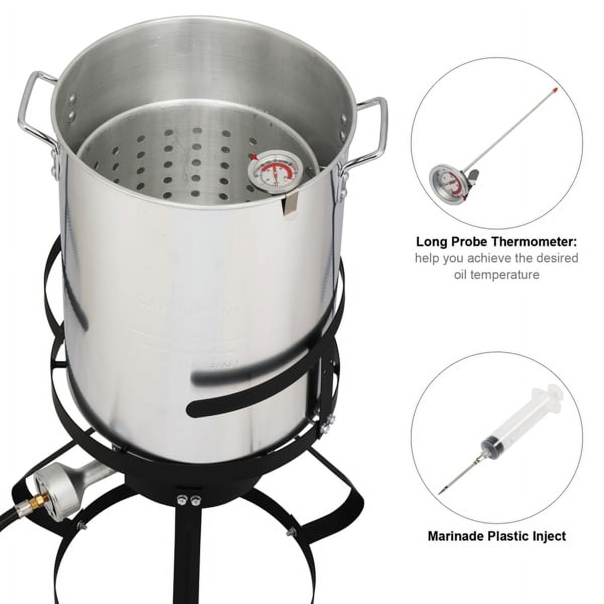 AMEEL Outdoor Gas Fryer Cooking Station with 30qt and 10qt Pots (Black, 13 in x 32 in) o1q1e