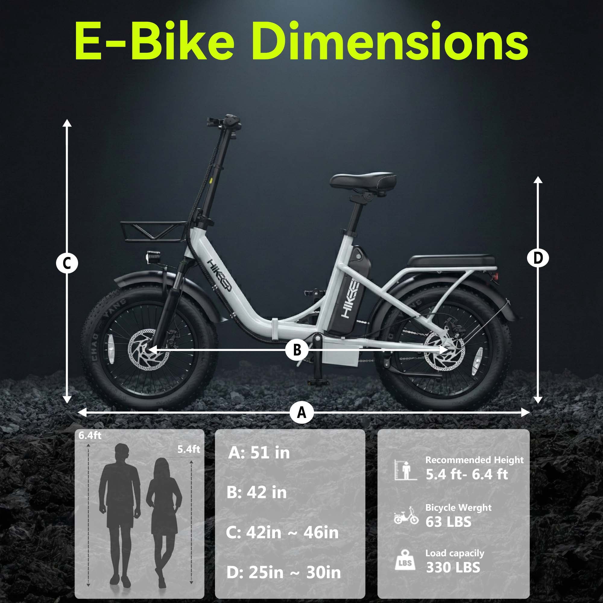 HELOKEEP Folding Fat Tire Electric Bike for Adults, 1200W Peak Motor, 48V 10Ah Removable Battery, Dual Disc Brakes (White, 16 in) reyrn