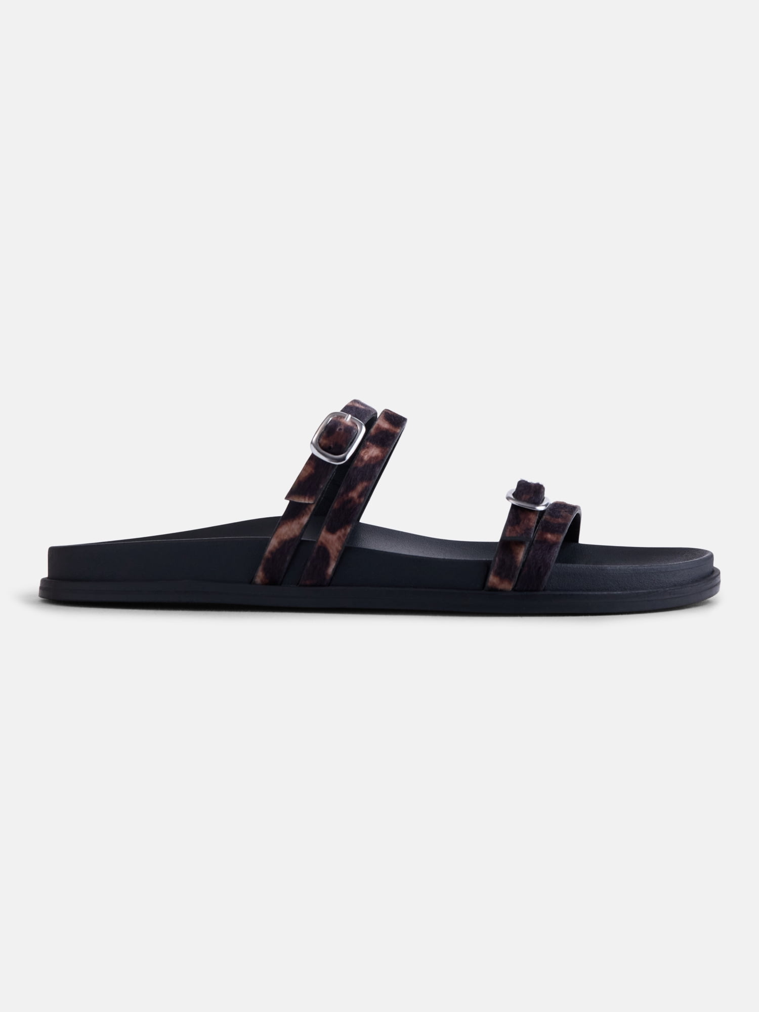 No Boundaries Women's Double Strap Footbed Sandals (Black, 8 US) 4610n