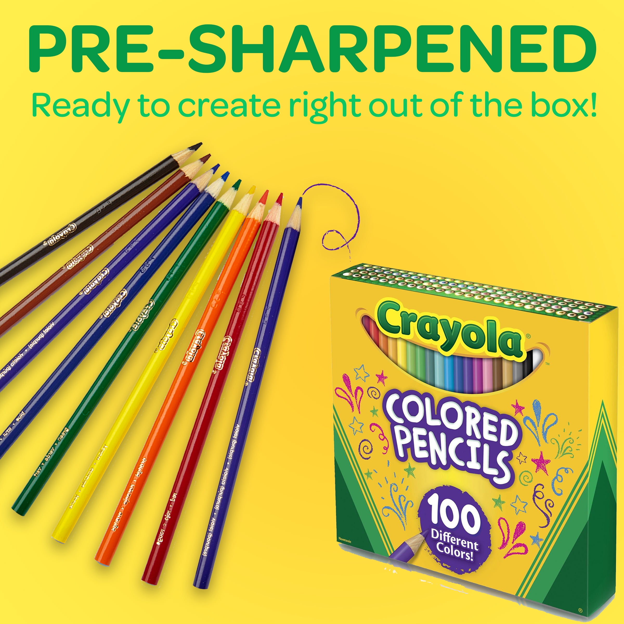 Crayola Colored Pencils, Vibrant Assorted Colors for Drawing and Sketching (100 Ct) cz19t