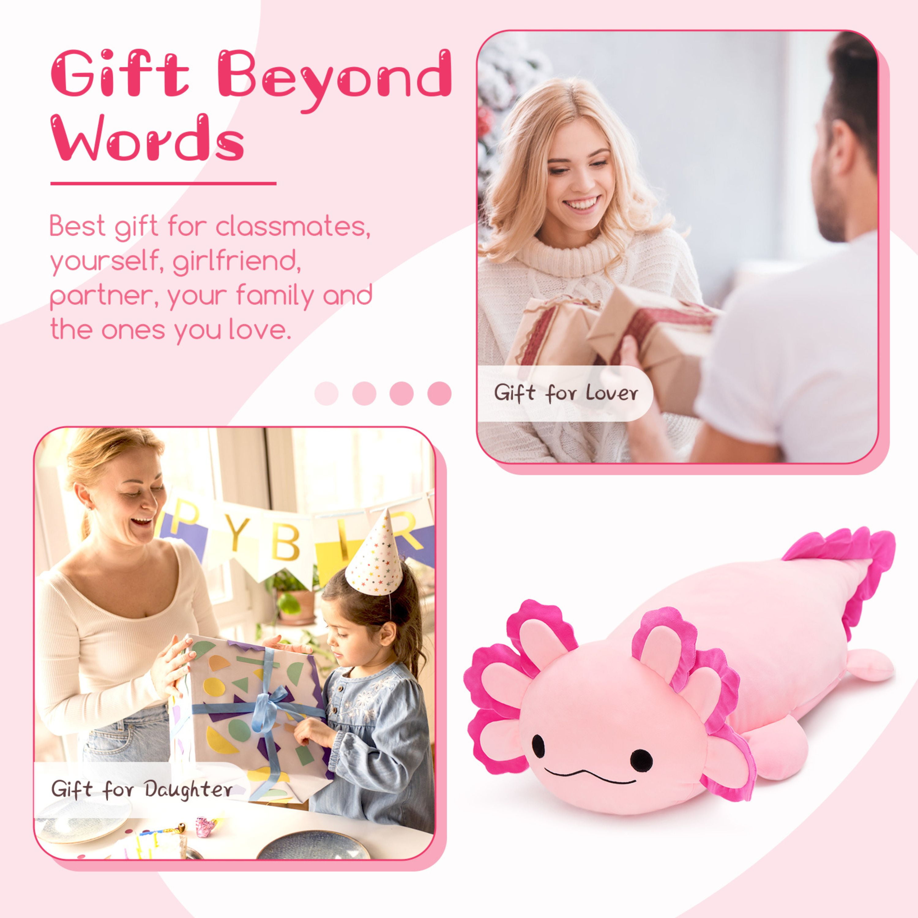 Tezituor Axolotl Stuffed Animal Large Plush Pillow Toy (Pink, 39 in) ltanl