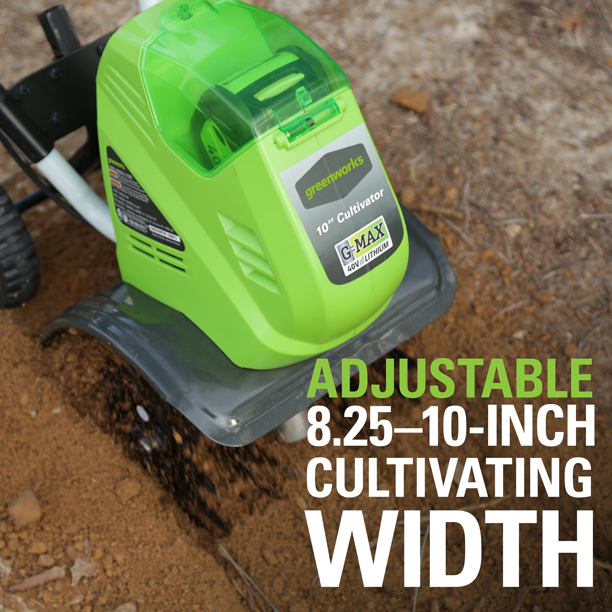 Greenworks 40V Cordless Cultivator and Tiller with 4.0Ah Battery and Charger (Green, 10 in) adbmh