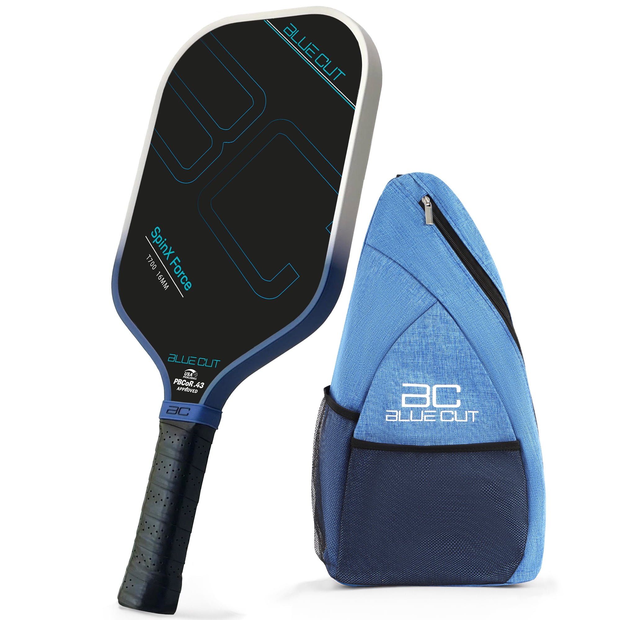 BLUE CUT Pickleball Paddle T700 Carbon Fiber Racket (Blue, 16mm Honeycomb Core) tpont