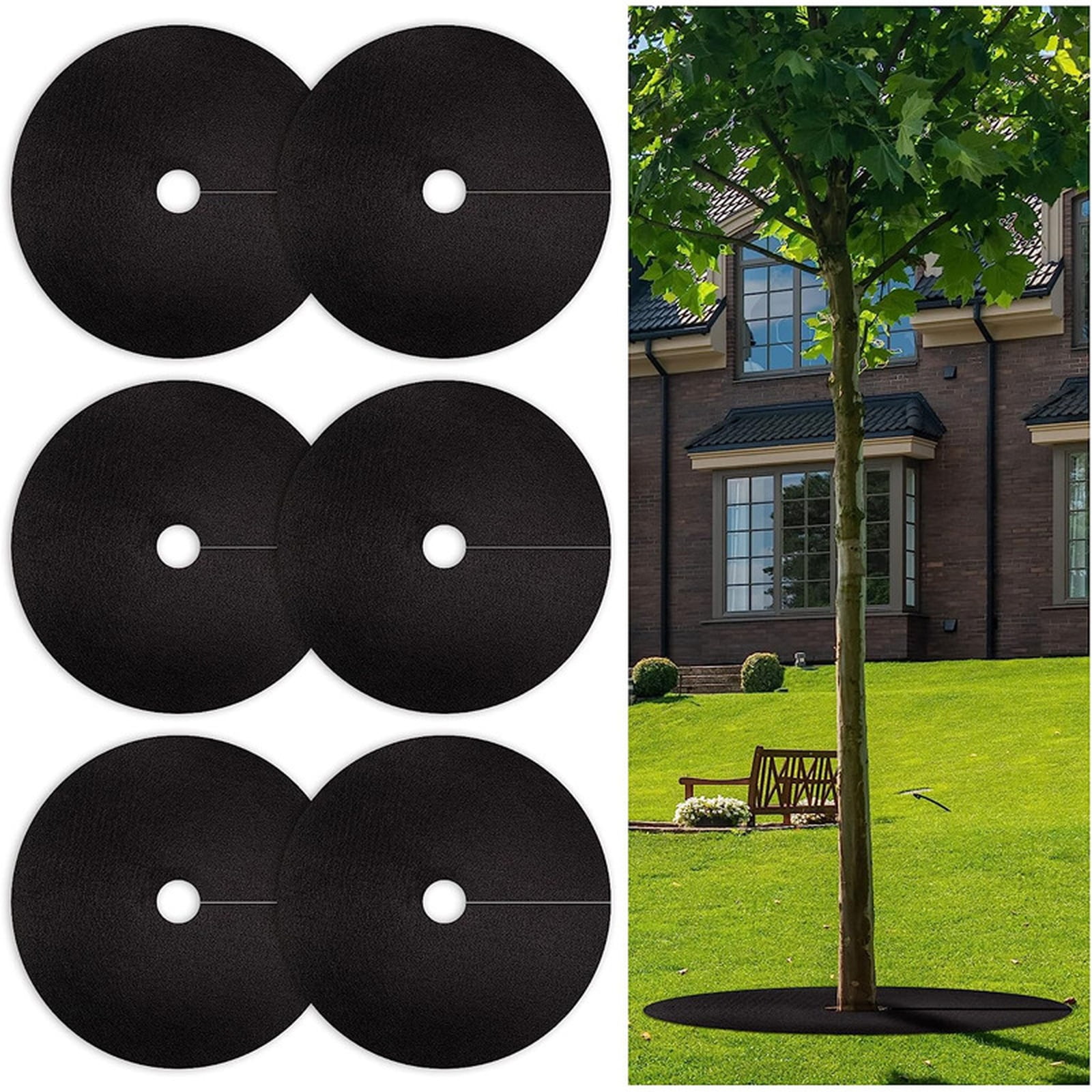 CuddleThreads Reusable Tree Mulch Rings for Root Control and Weed Barrier (Black, 5.9 in Diameter) 607or
