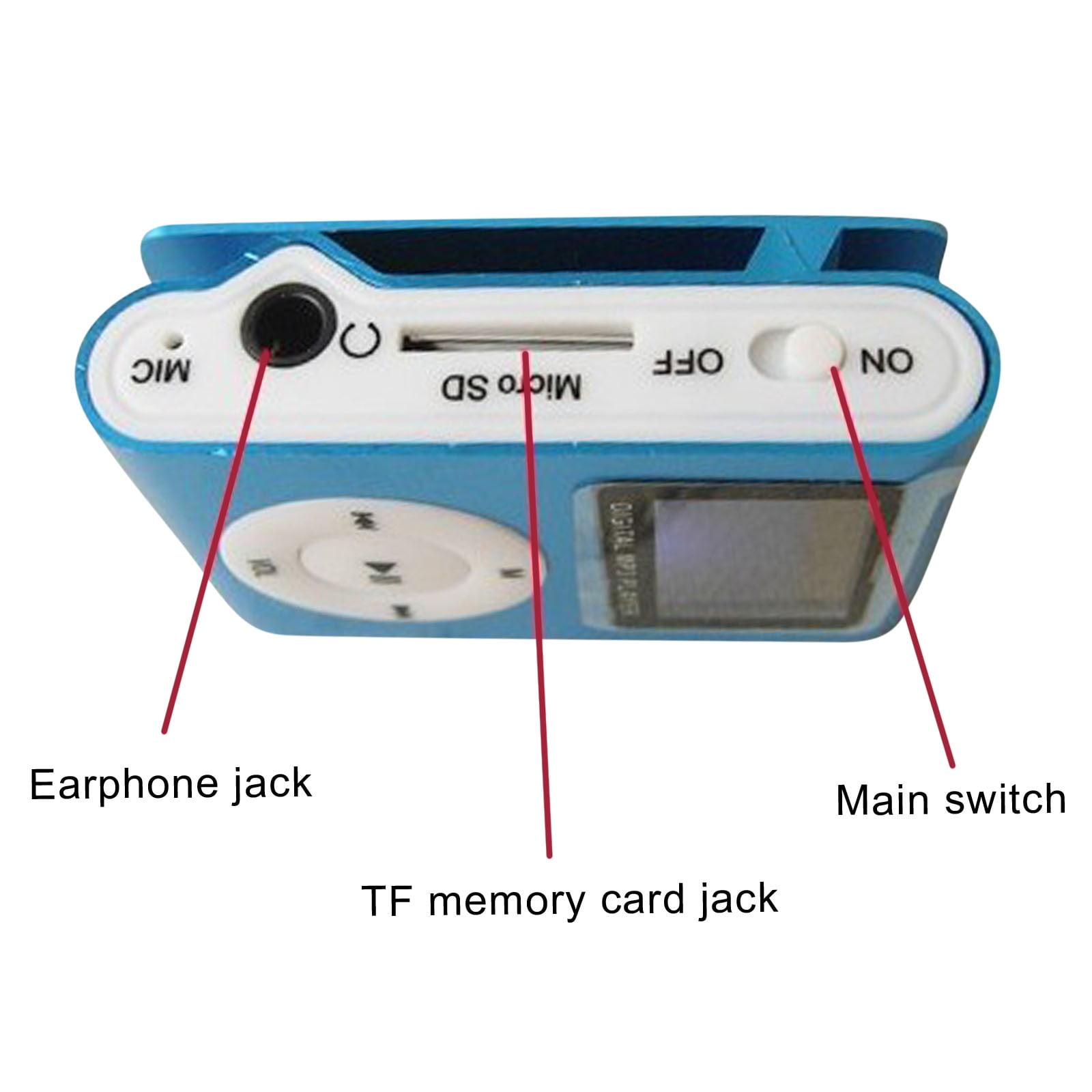 TOPRenddon Portable Mini MP3 Music Player with LCD Screen and Back Clip (Blue, 1 Pack) 4rw94