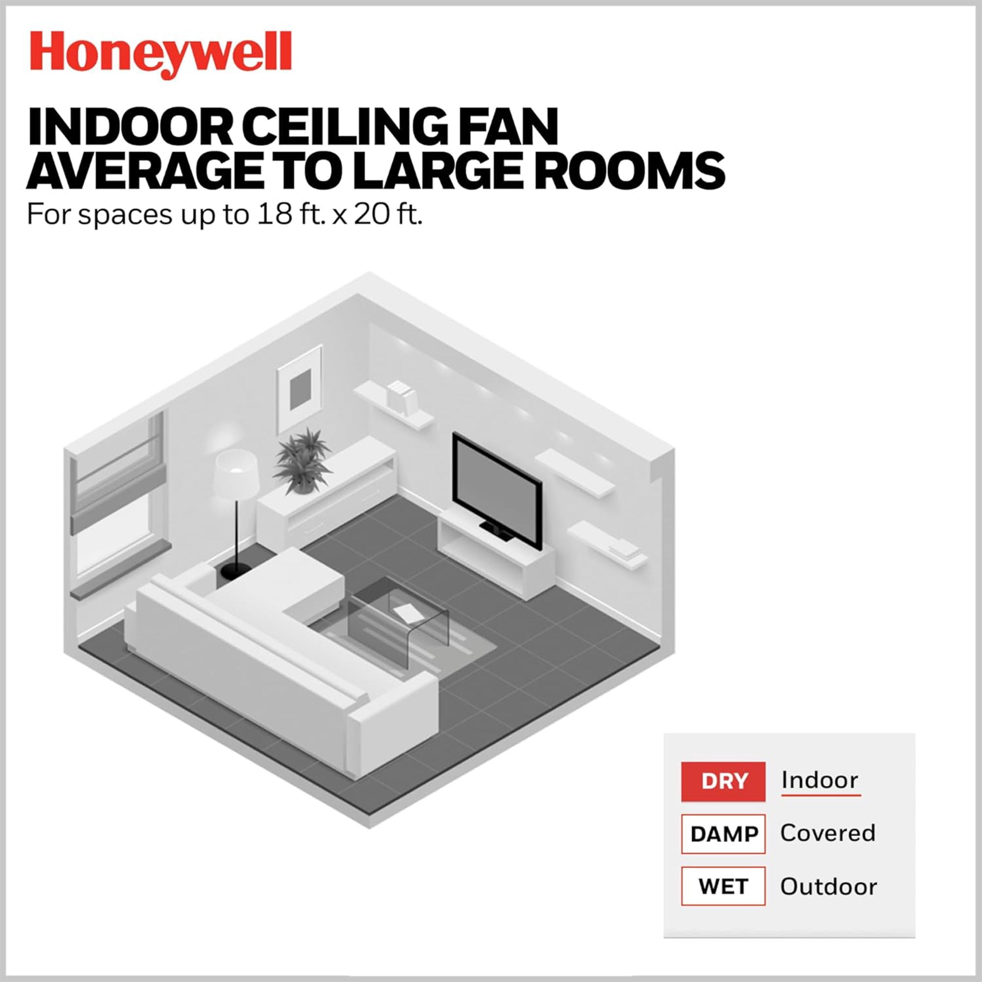 Honeywell Myers Park 52 in Ceiling Fan with Remote and Reversible Blades (Matte Black, 52 in) eyeup