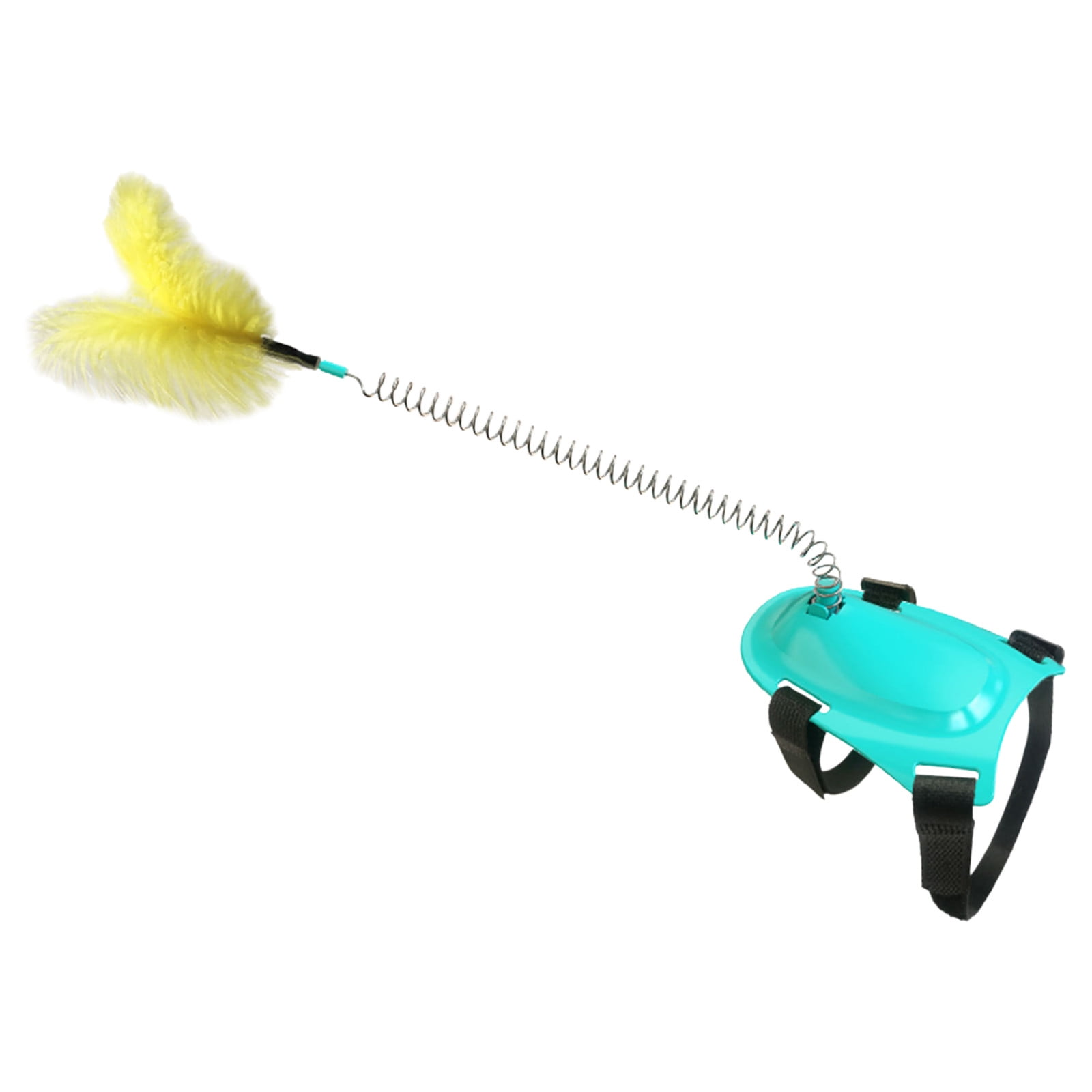 NEBWOAK Interactive Cat Feather Wand Toy with Spring Tease Action (Blue, 1 Pack) vflbx