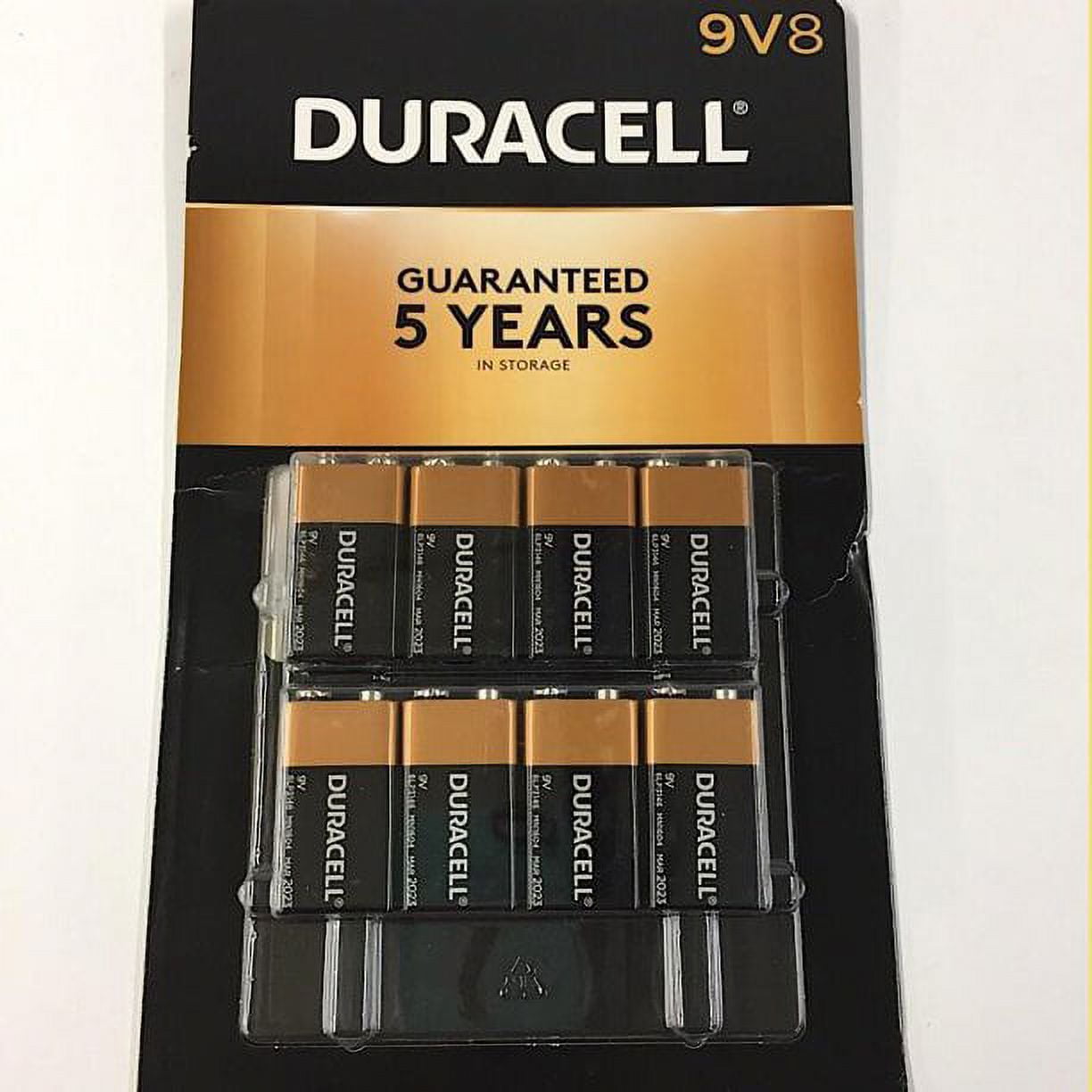 Duracell 9 Volt Alkaline Batteries (Long-lasting Power, 8 Pack) 5kv8e