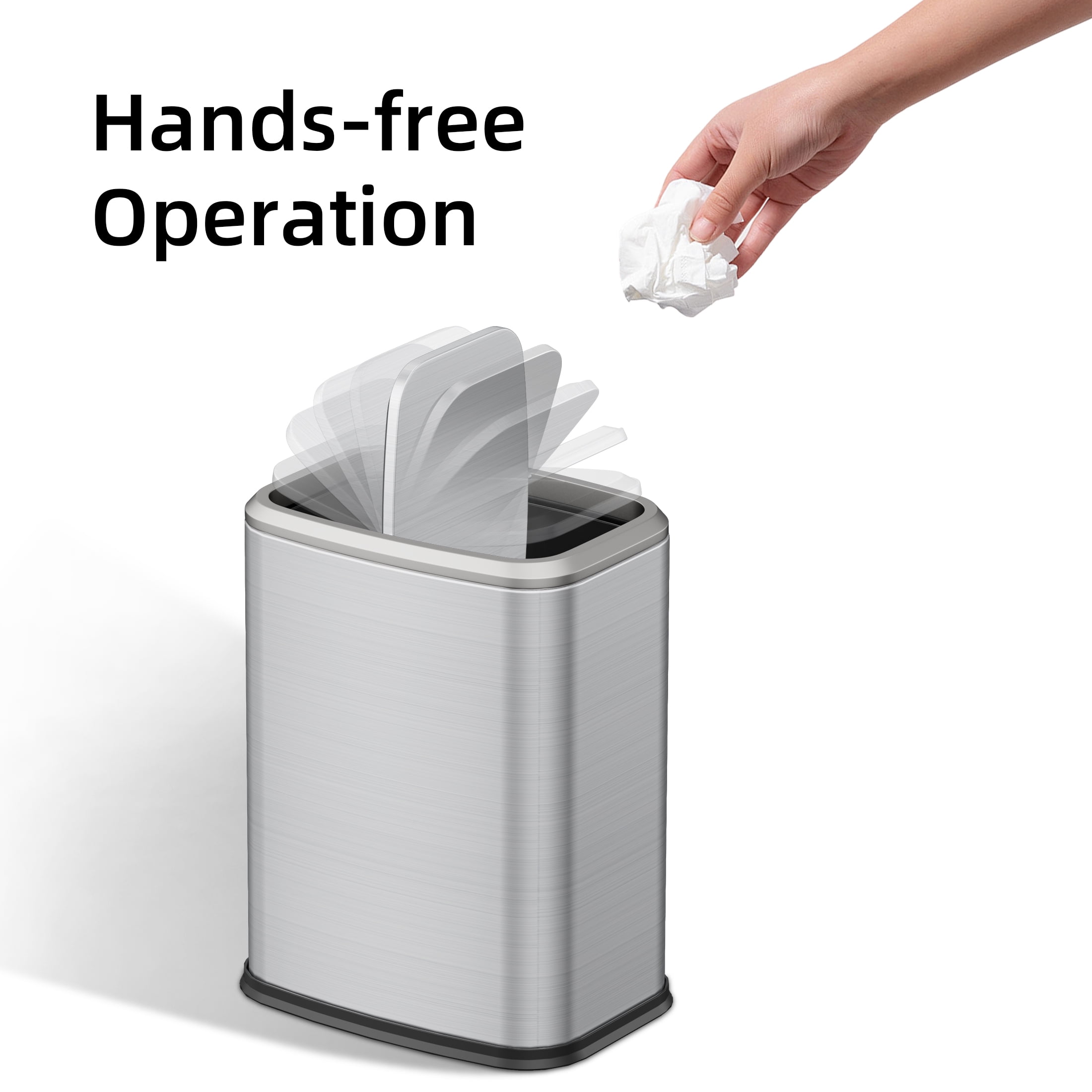 KSSKSS Stainless Steel Bathroom Trash Bin with Swing Lid, Fingerprint-Resistant Silent Waste Basket for Office and Home (Titanium Silver, 2.1 Gallon) gs8vc