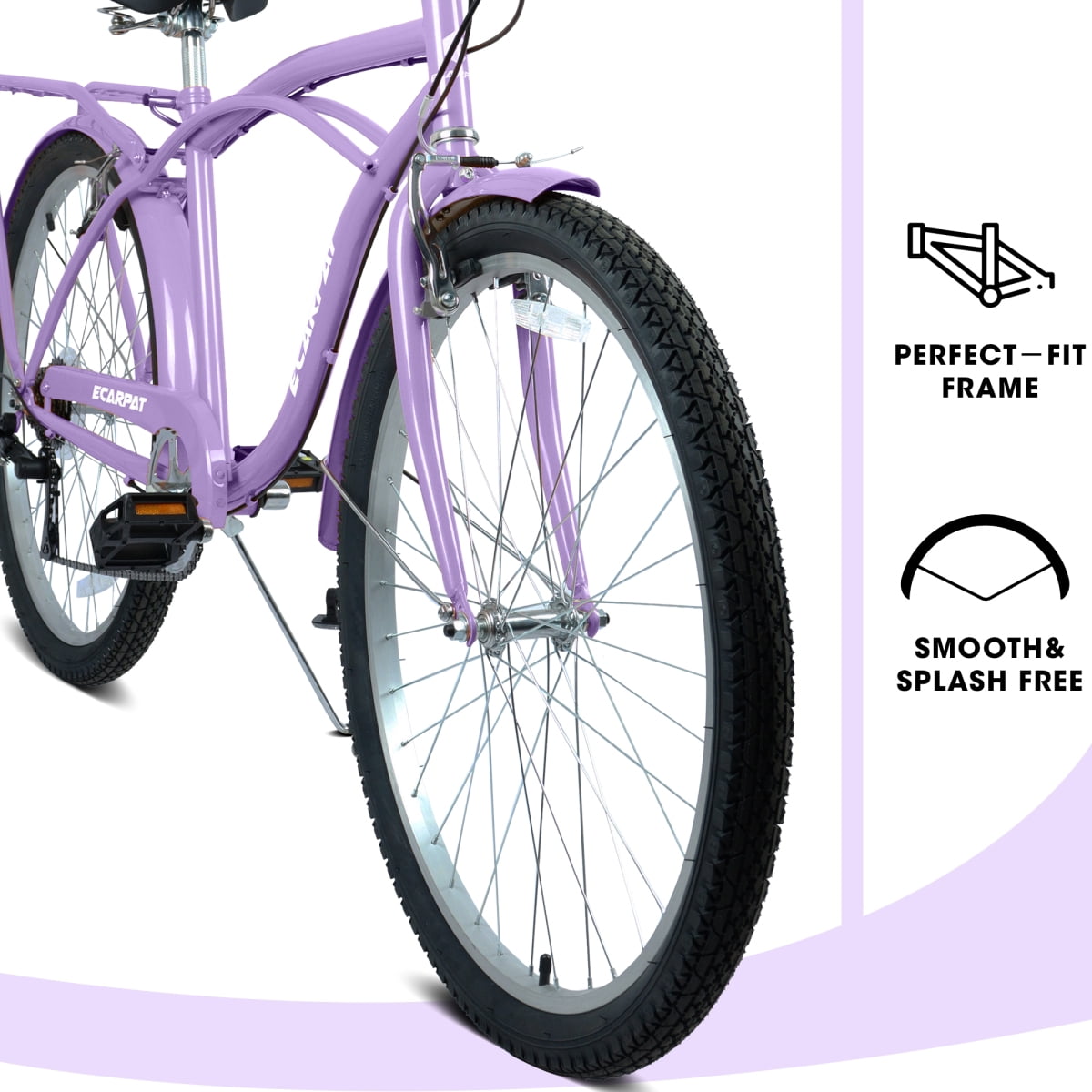Generic 26 Inch 7-Speed Beach Cruiser Bike, Step-Through Steel Frame, Comfortable Urban Commuter (Lavender Purple, 26 in) ncw59
