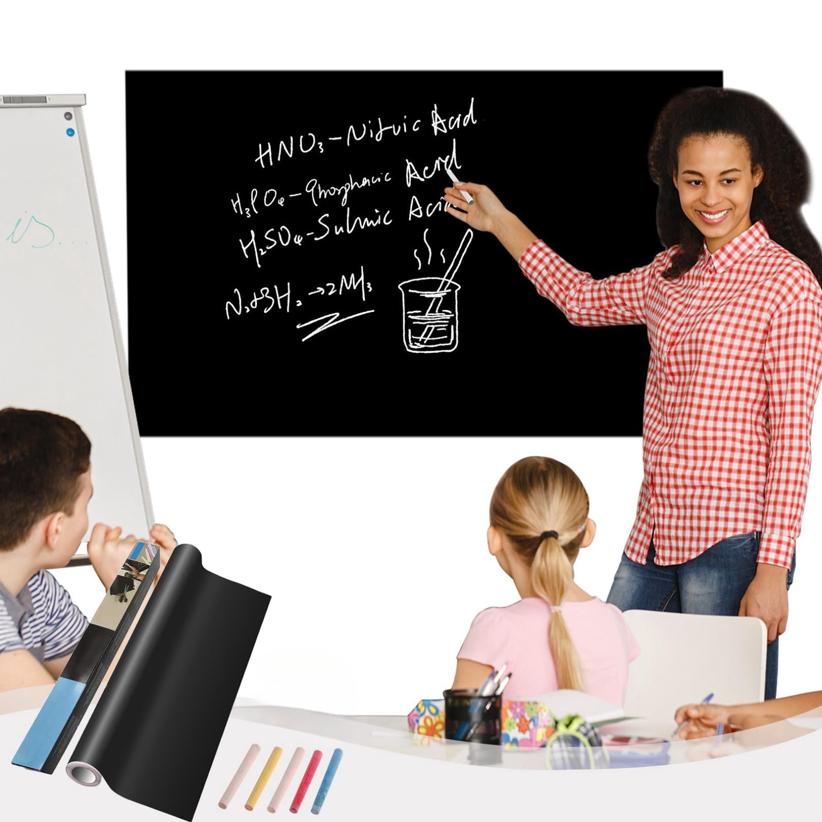 XRSIUX Chalkboard Wall Sticker Roll, Peel and Stick Blackboard Contact Paper for DIY Projects (Black, 18 in x 79 in) ezj2x