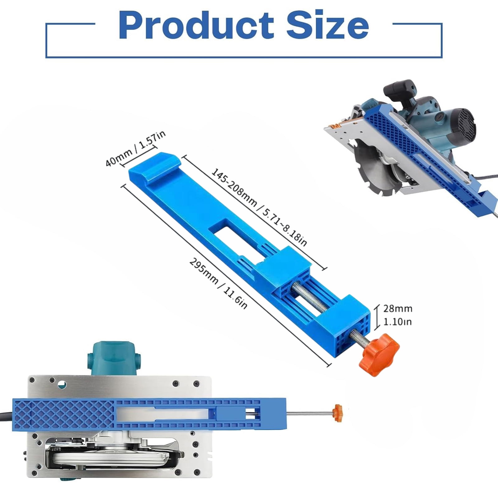 Isasaka Adjustable Circular Saw Cutting Guide with Precision Milling Clamp (Blue, 4-6 in) d18mm